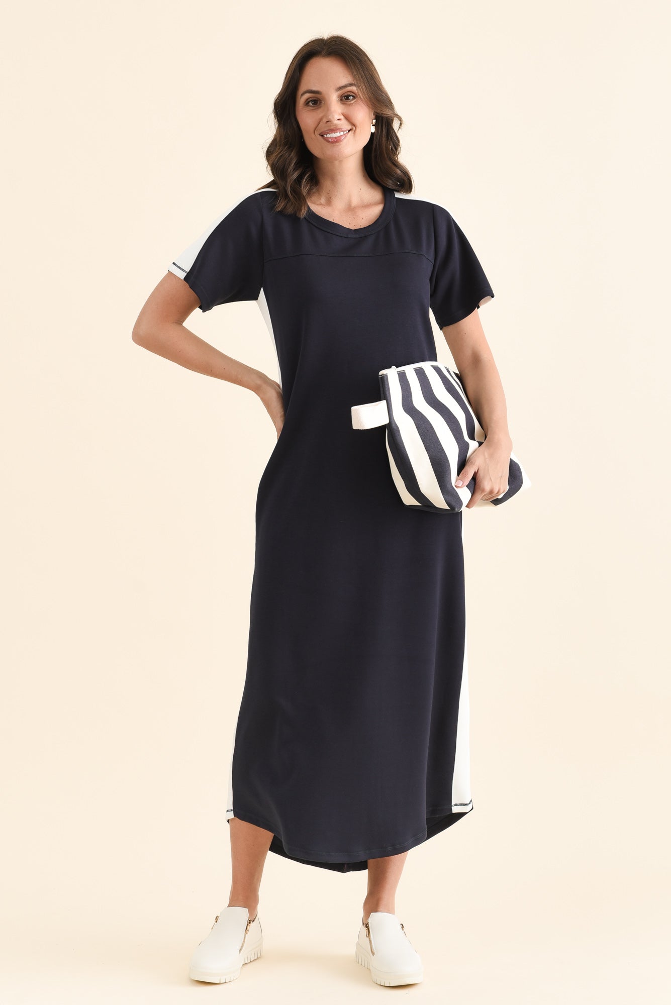 Chicago Navy Stripe Tee Dress