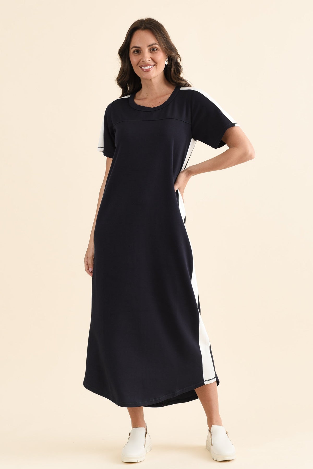 Chicago Navy Stripe Tee Dress