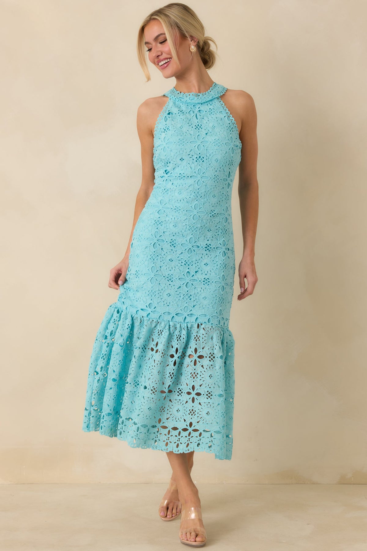 It's A New Day Horizon Blue Floral Embroidered Maxi Dress