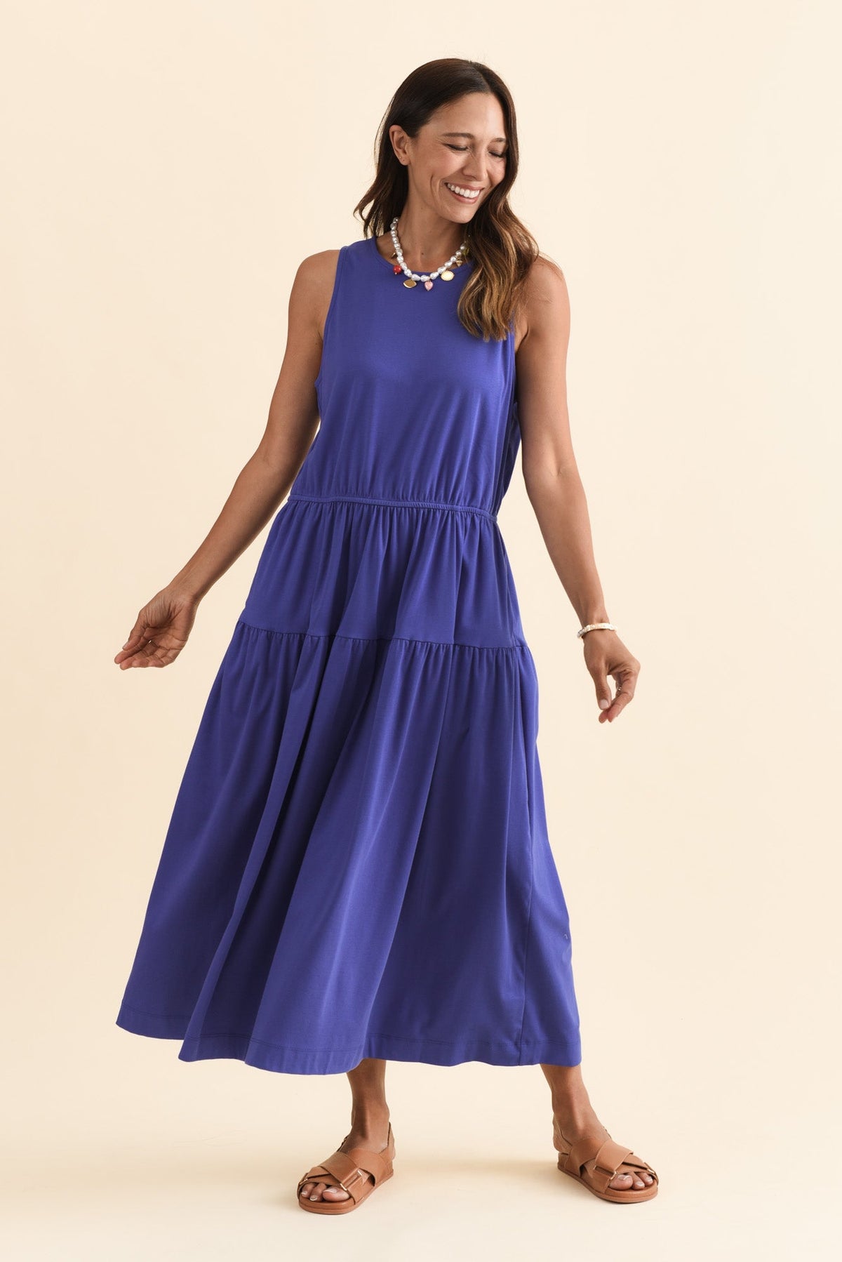 Coco Blue Cotton Tier Dress