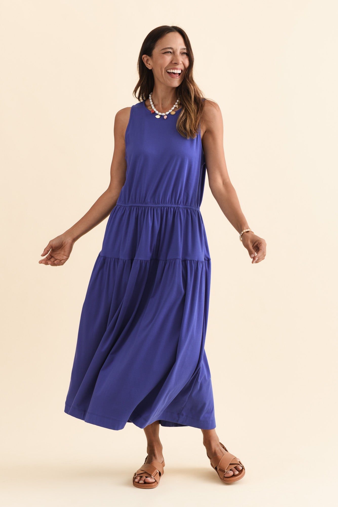 Coco Blue Cotton Tier Dress