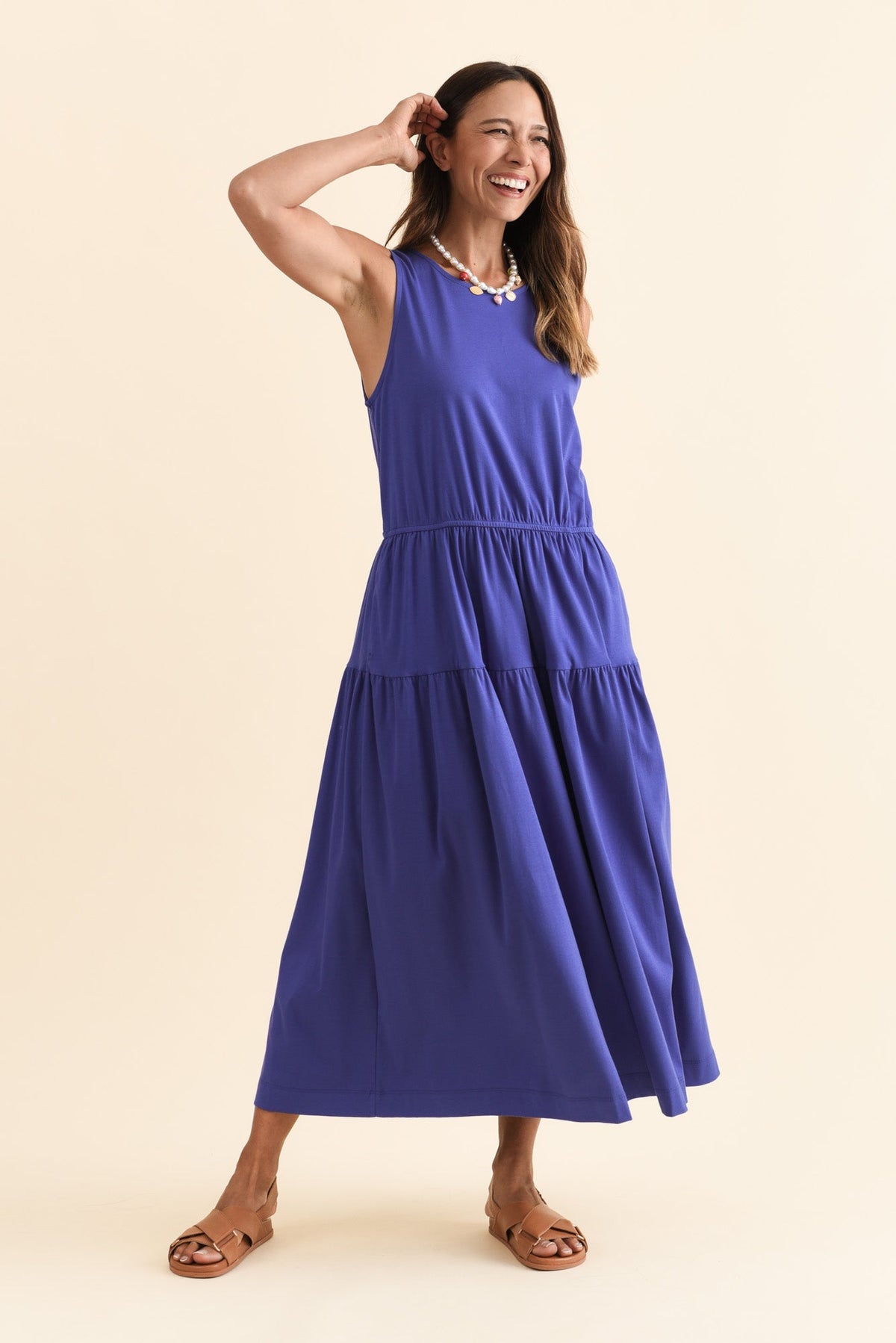 Coco Blue Cotton Tier Dress