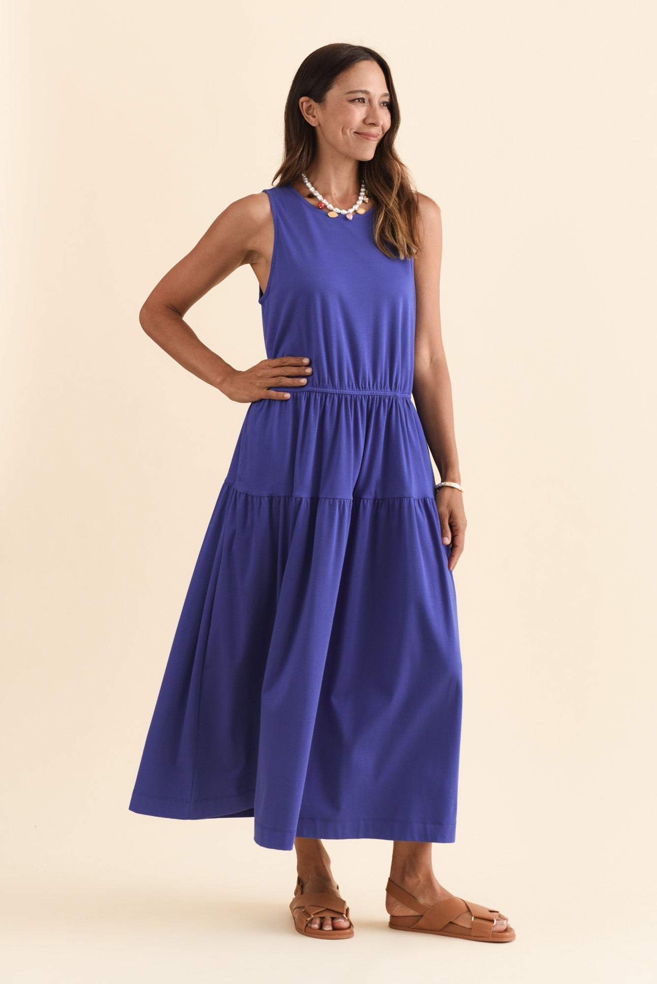 Coco Blue Cotton Tier Dress