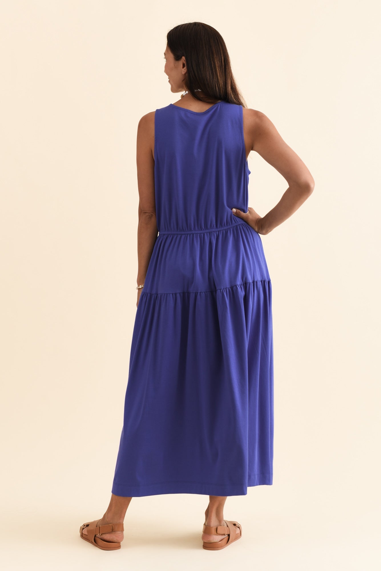 Coco Blue Cotton Tier Dress