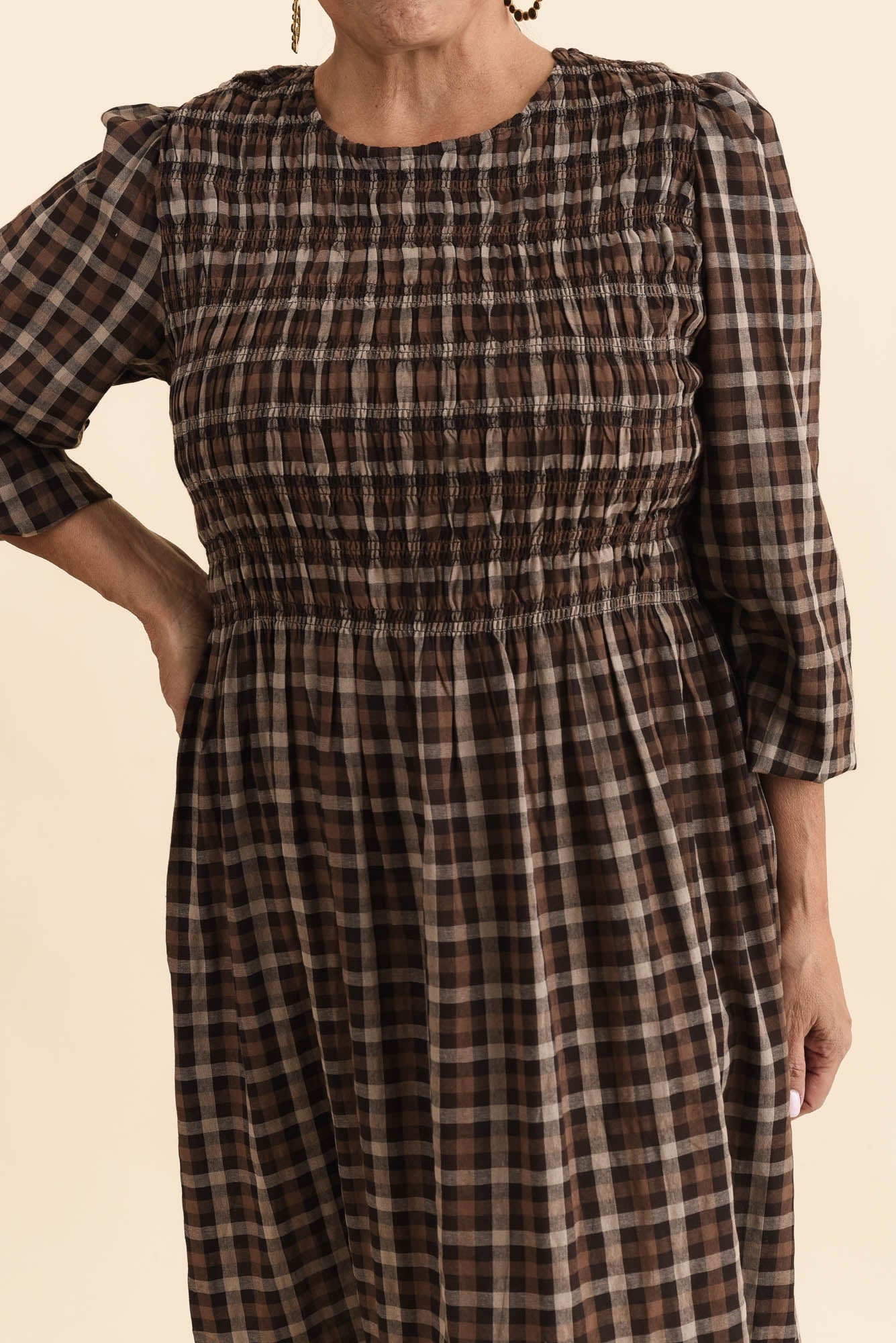 Coco Chocolate Check Cotton Dress