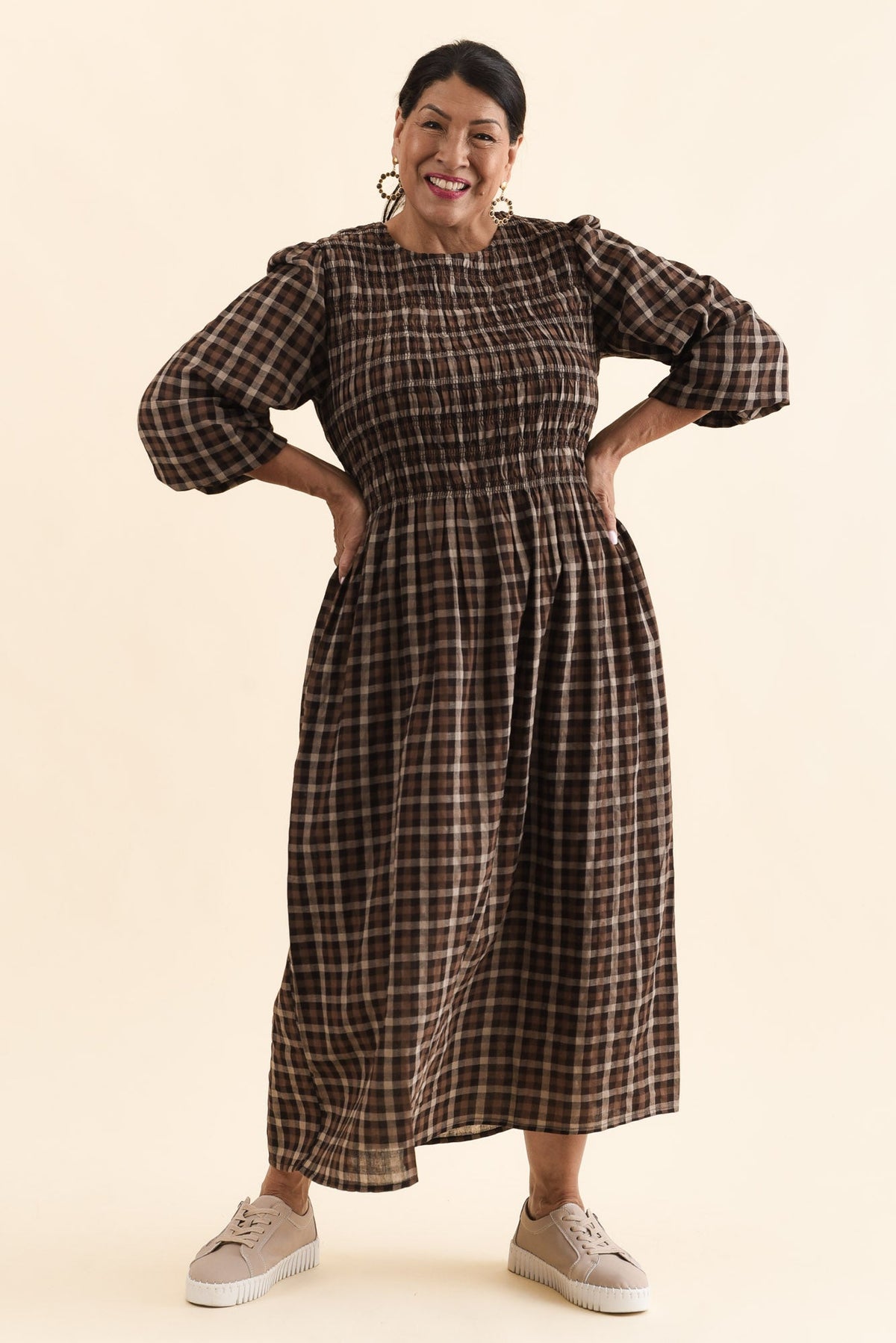 Coco Chocolate Check Cotton Dress