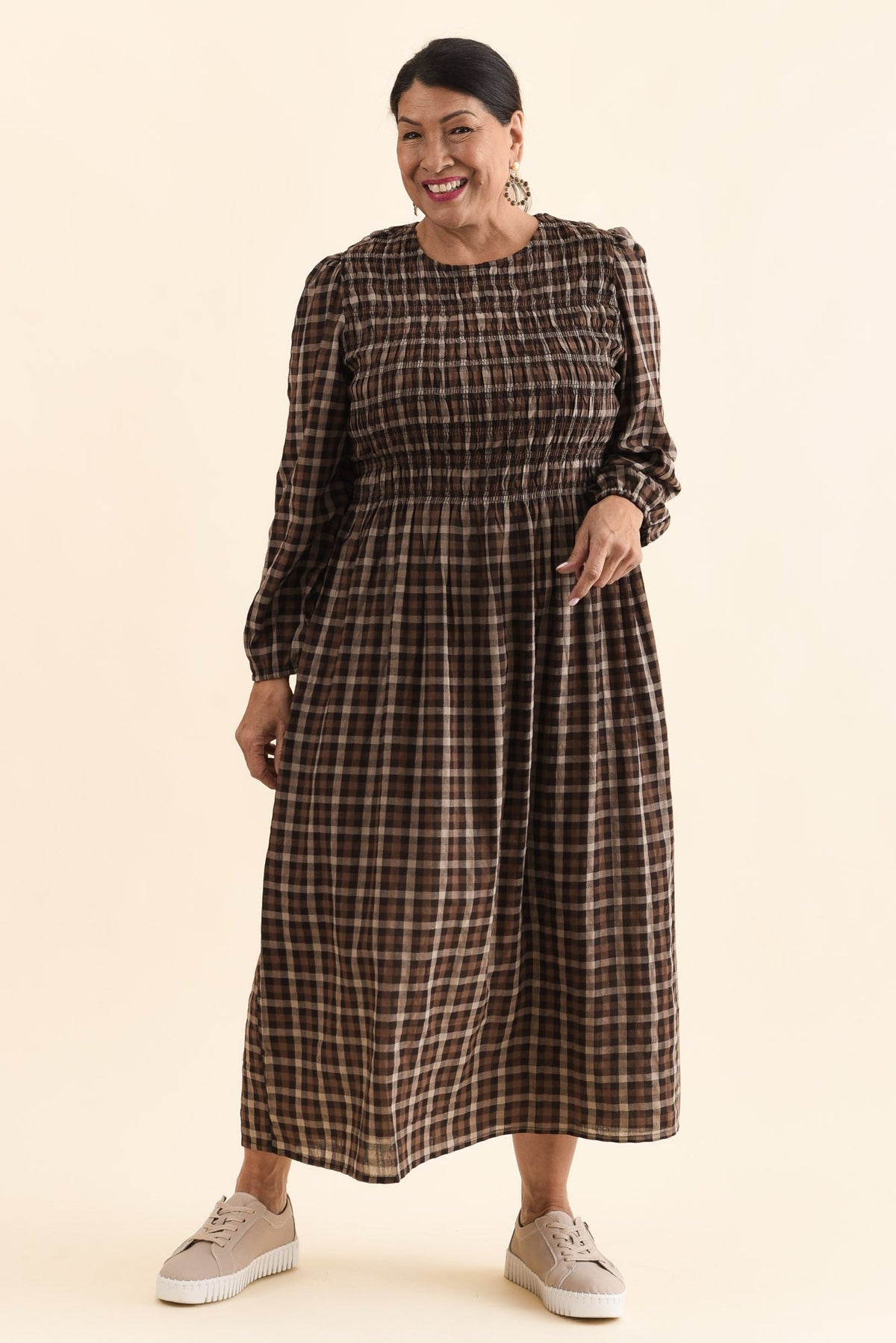 Coco Chocolate Check Cotton Dress