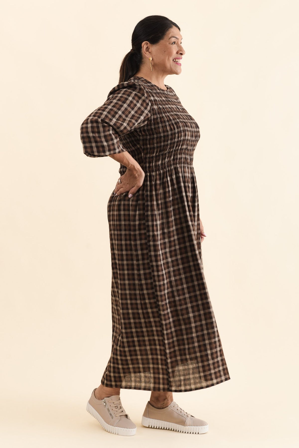Coco Chocolate Check Cotton Dress
