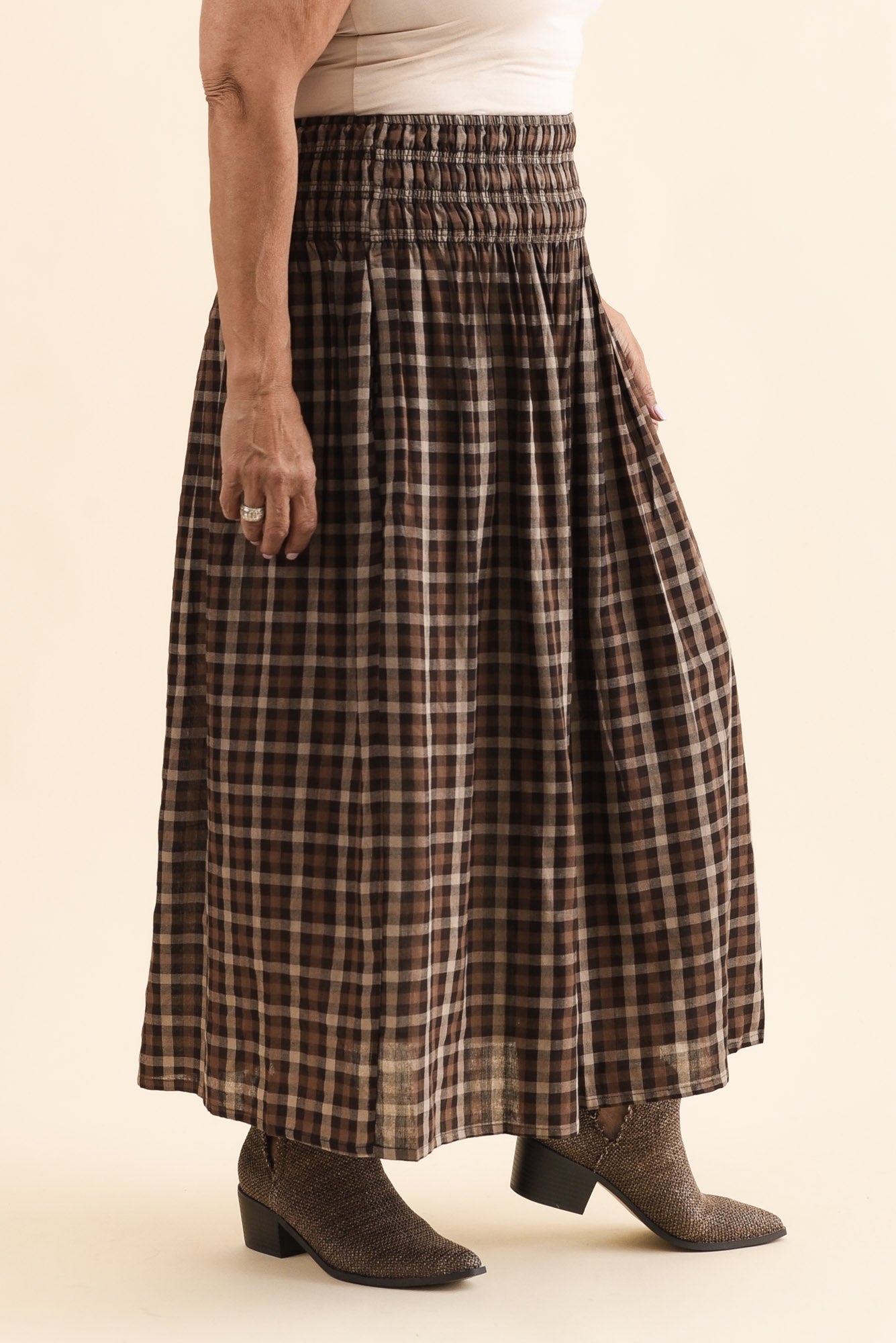 Coco Chocolate Check Cotton Skirt