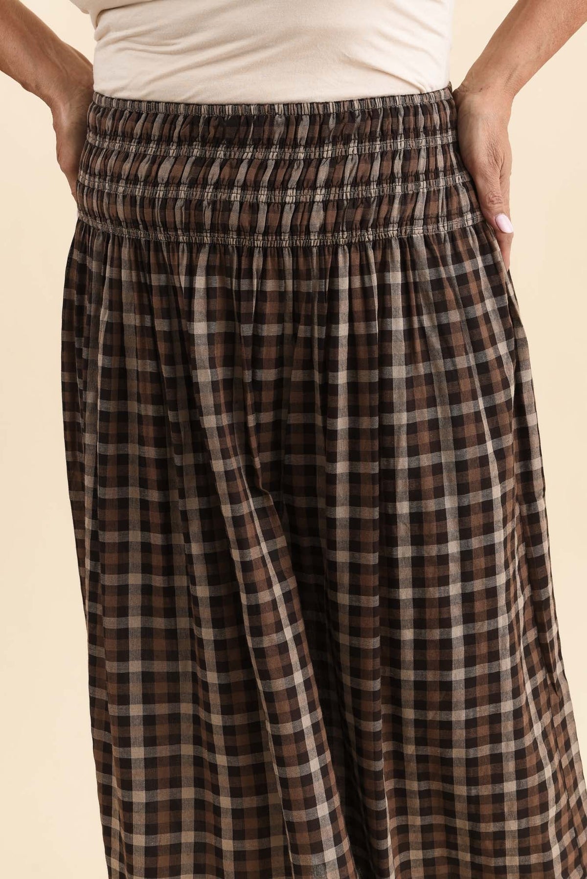 Coco Chocolate Check Cotton Skirt