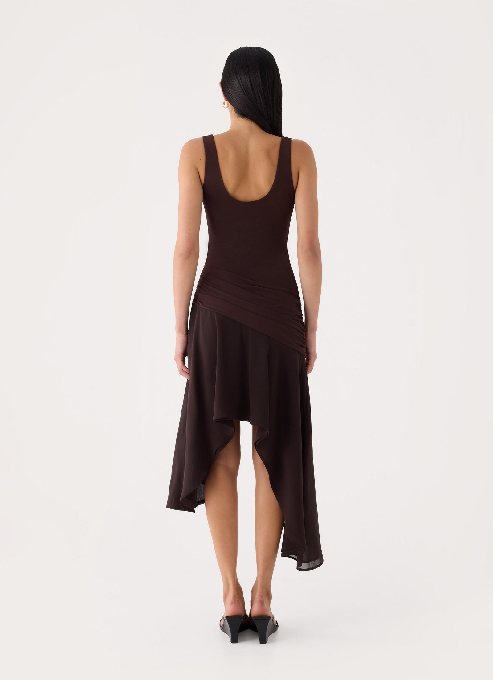 Concetta Contrast Midi Dress - Chocolate