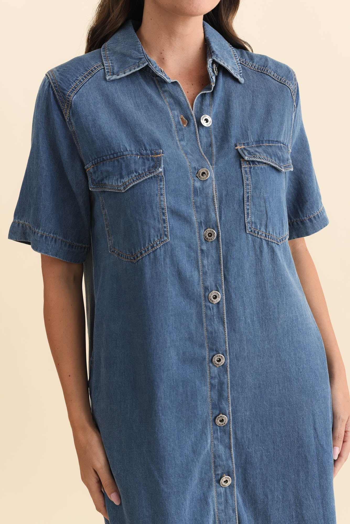 Cora Blue Denim Shirt Dress