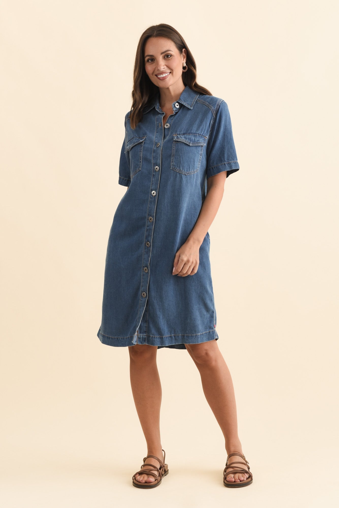 Cora Blue Denim Shirt Dress