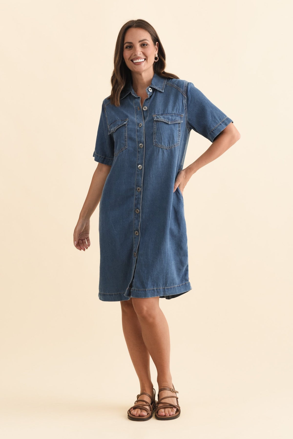 Cora Blue Denim Shirt Dress