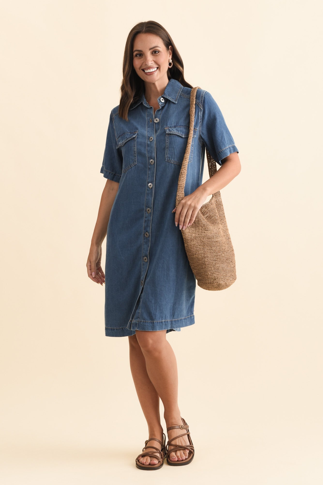 Cora Blue Denim Shirt Dress