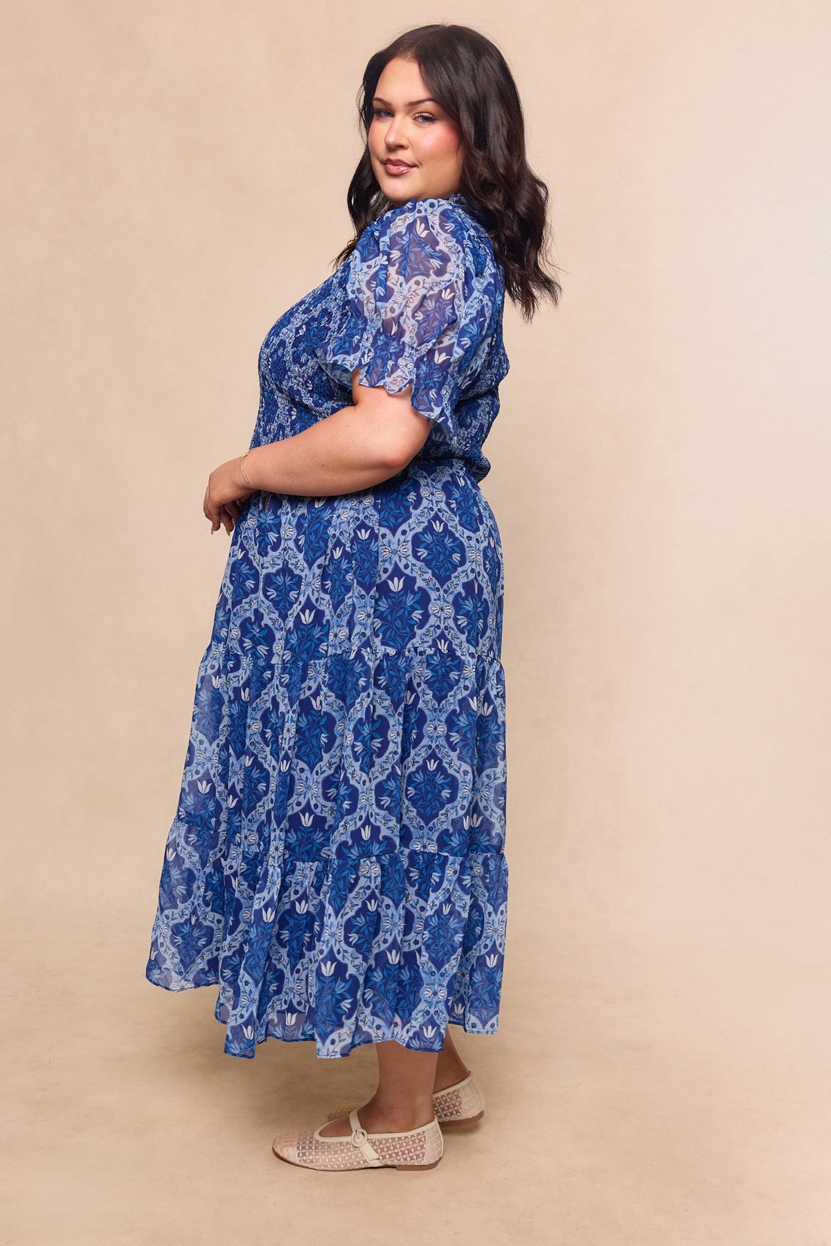 Cordelia Dress in Trellis Foulard