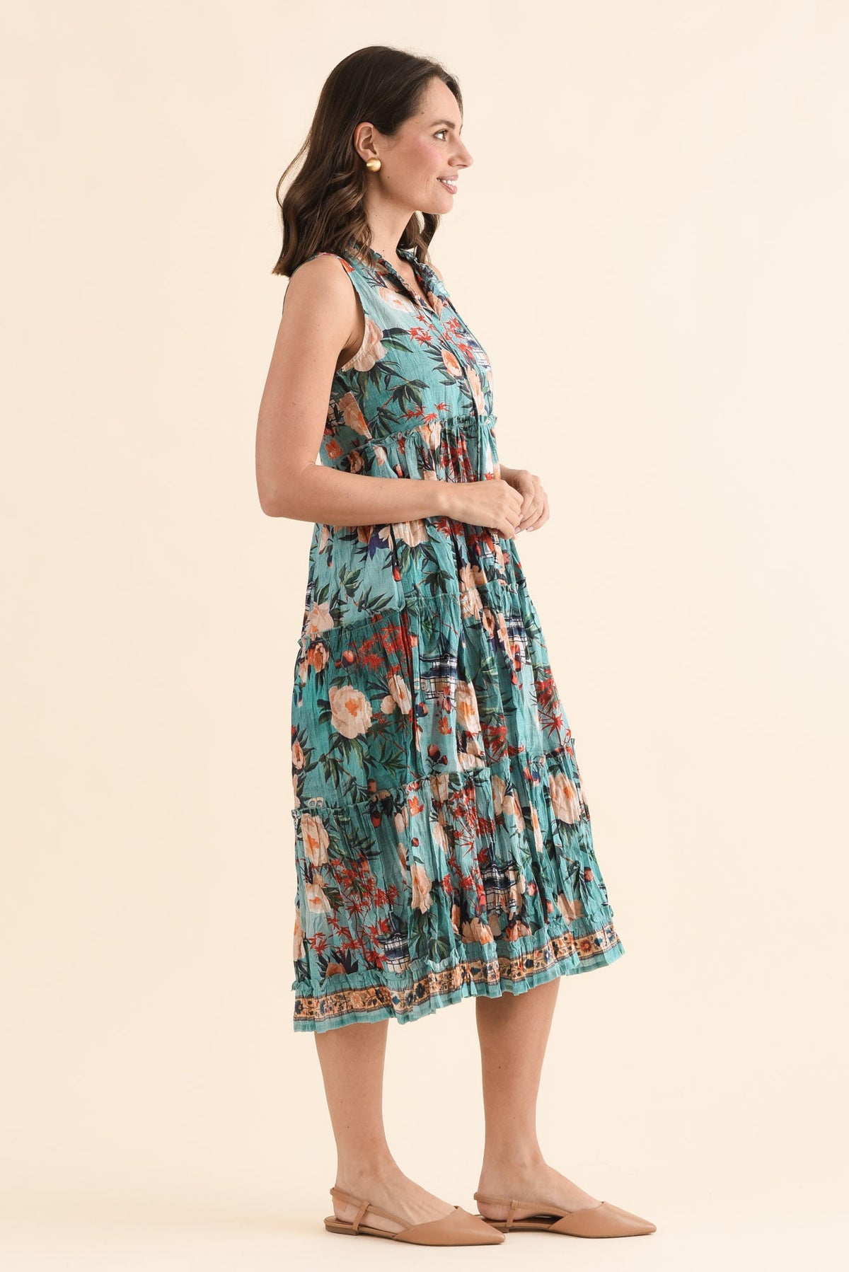 Cosita Light Blue Garden Cotton Pocket Dress