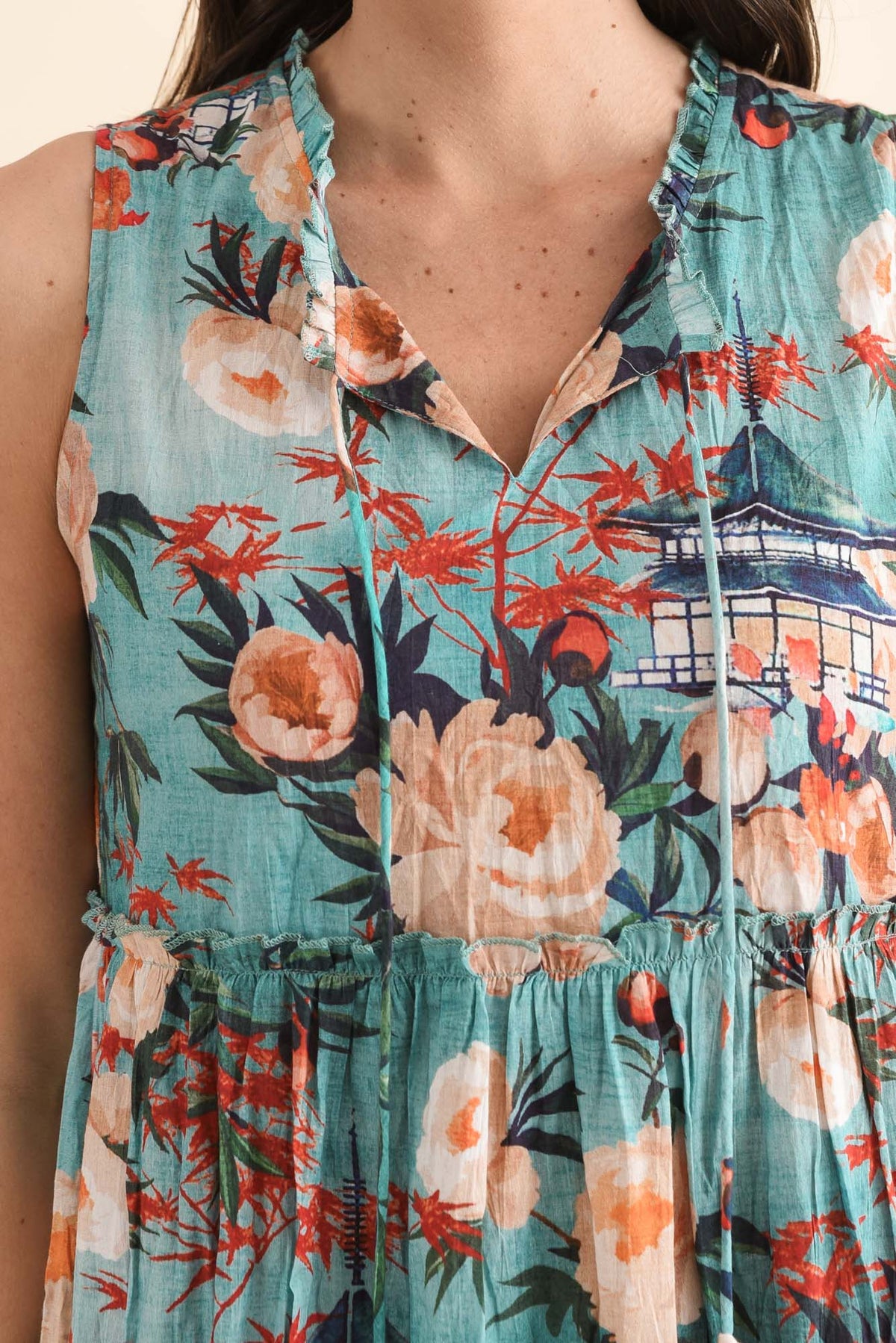 Cosita Light Blue Garden Cotton Pocket Dress