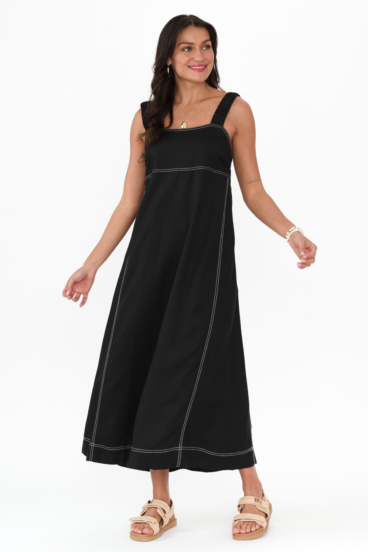 Cosma Black Contrast Maxi Dress