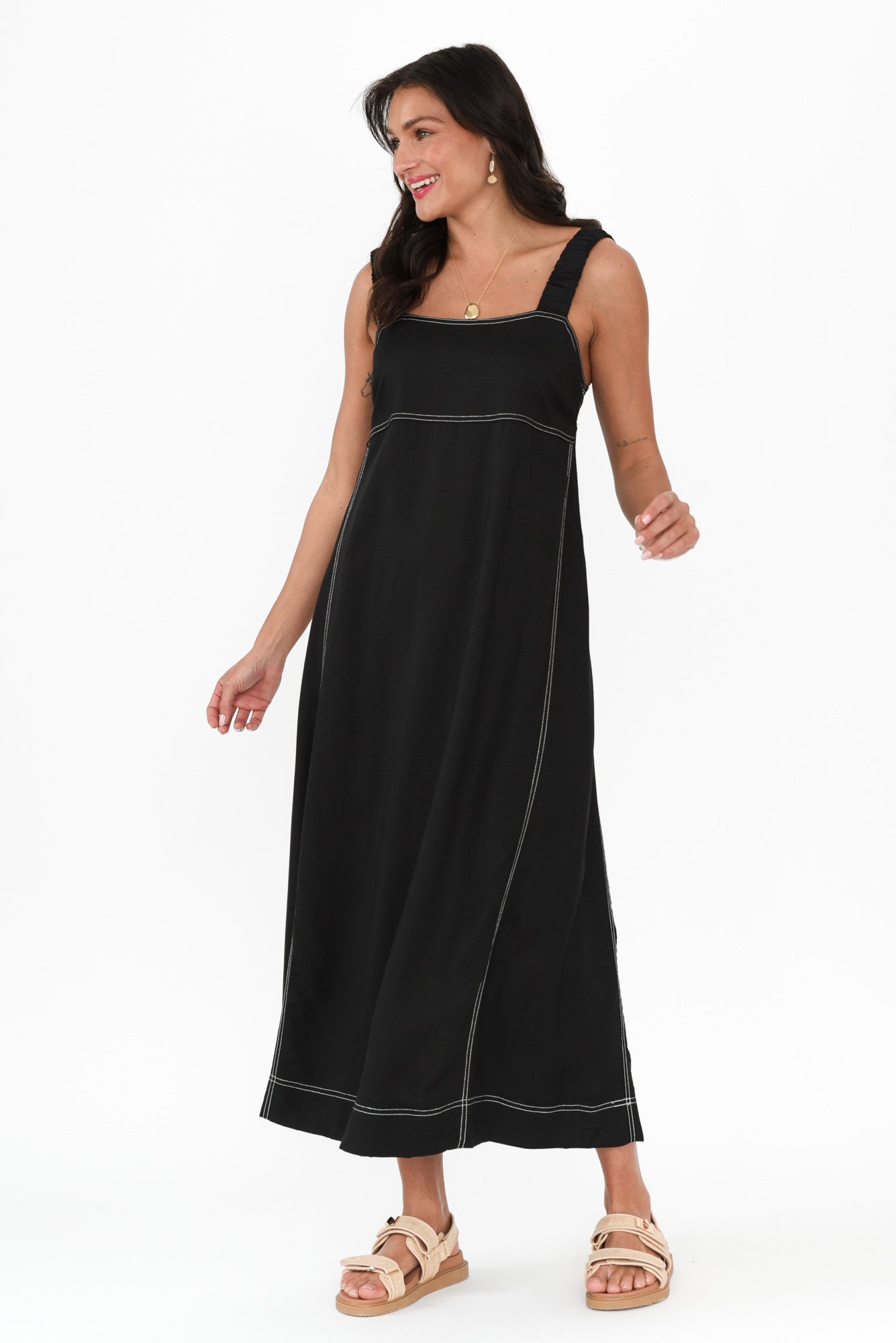 Cosma Black Contrast Maxi Dress