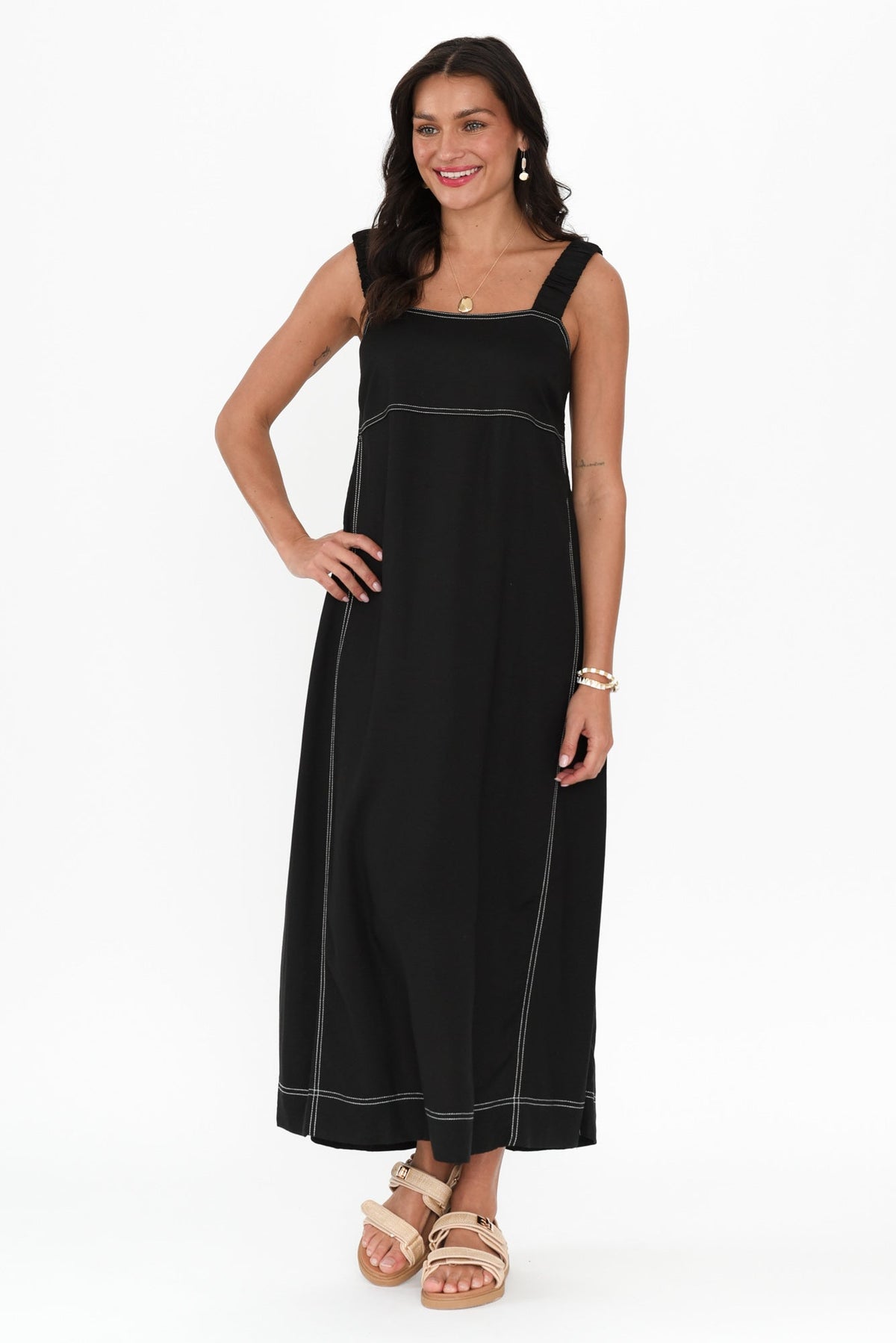 Cosma Black Contrast Maxi Dress