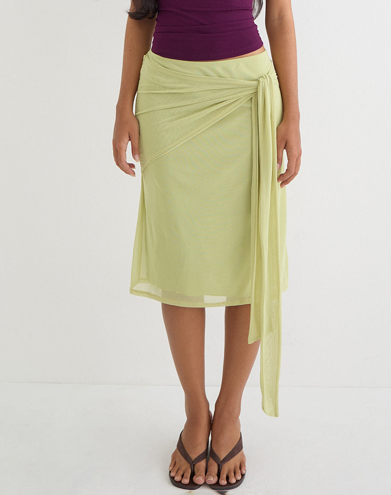 Meidina Midi Skirt in Mesh Pistachio