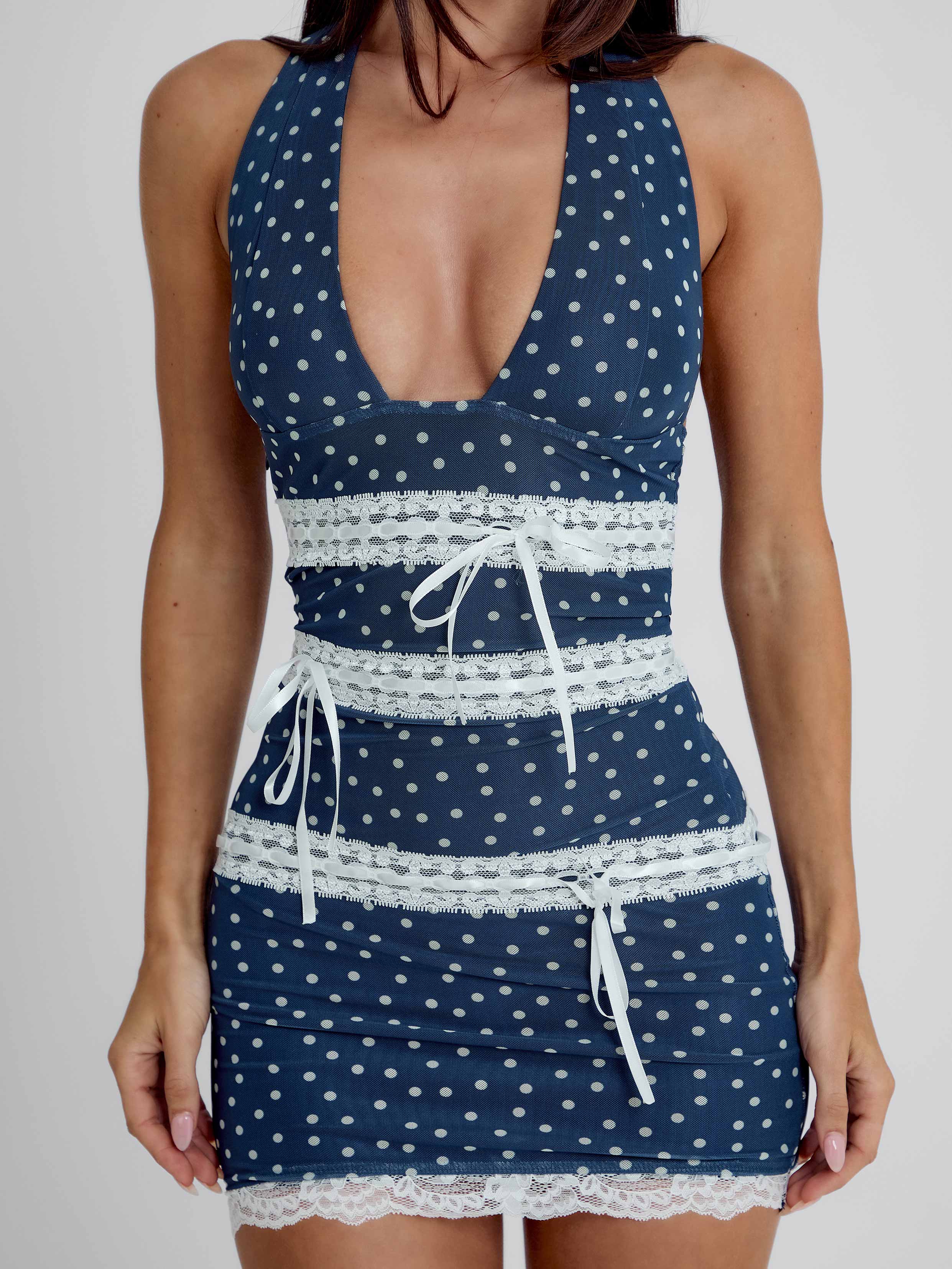 Dari Mini Dress Navy Polka Dot
