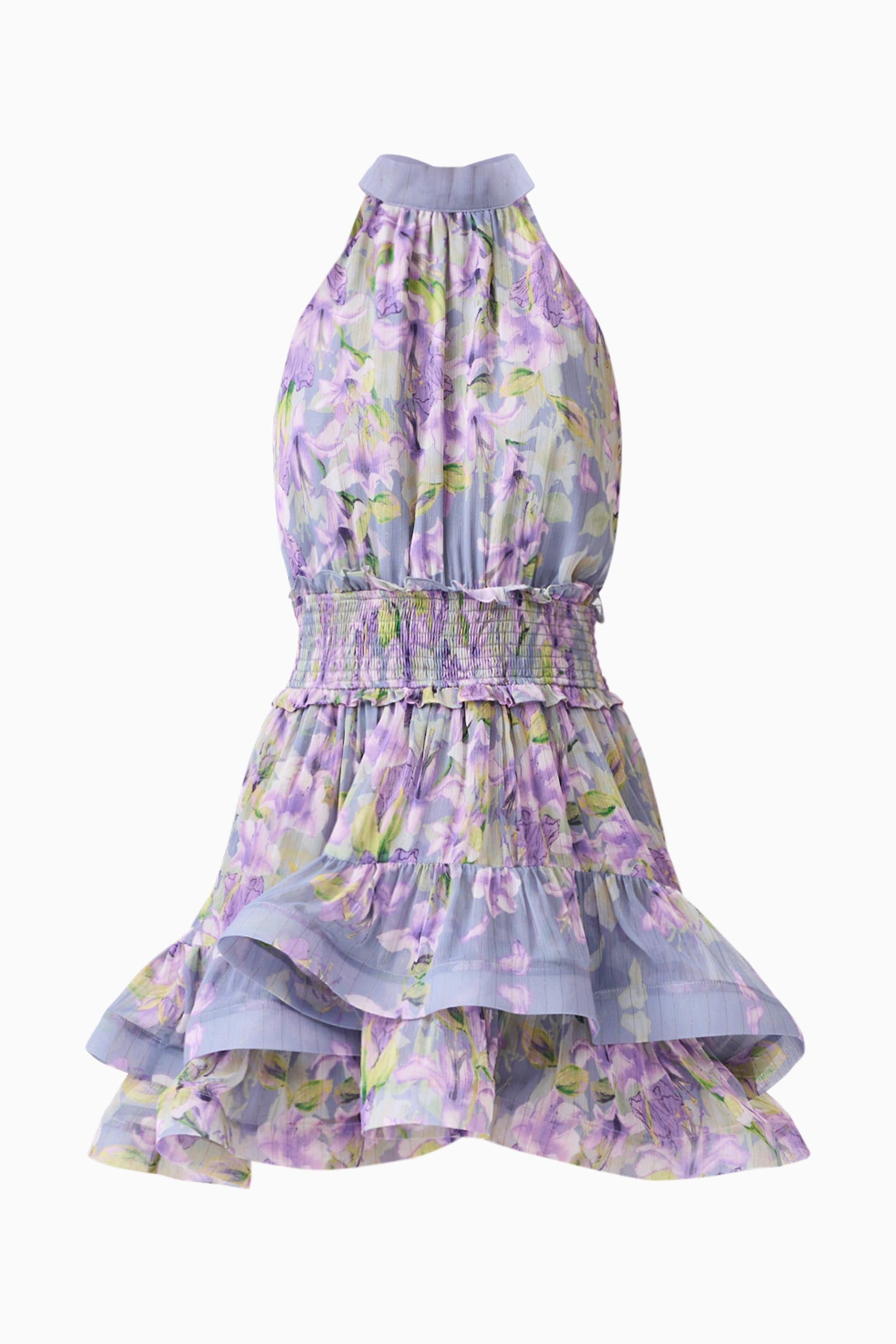 Milena Halter Mini Dress in Purple Floral