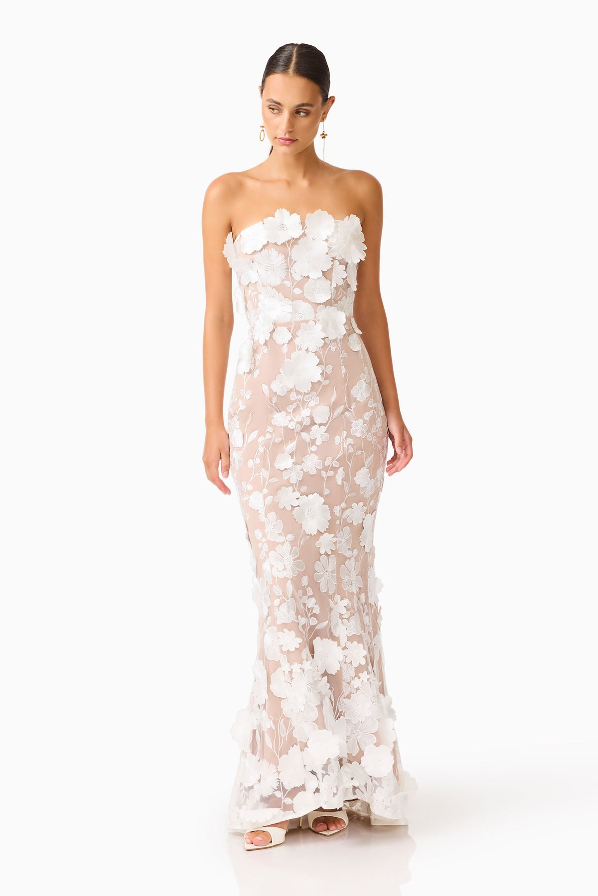 Tiana Floral Maxi Dress in White