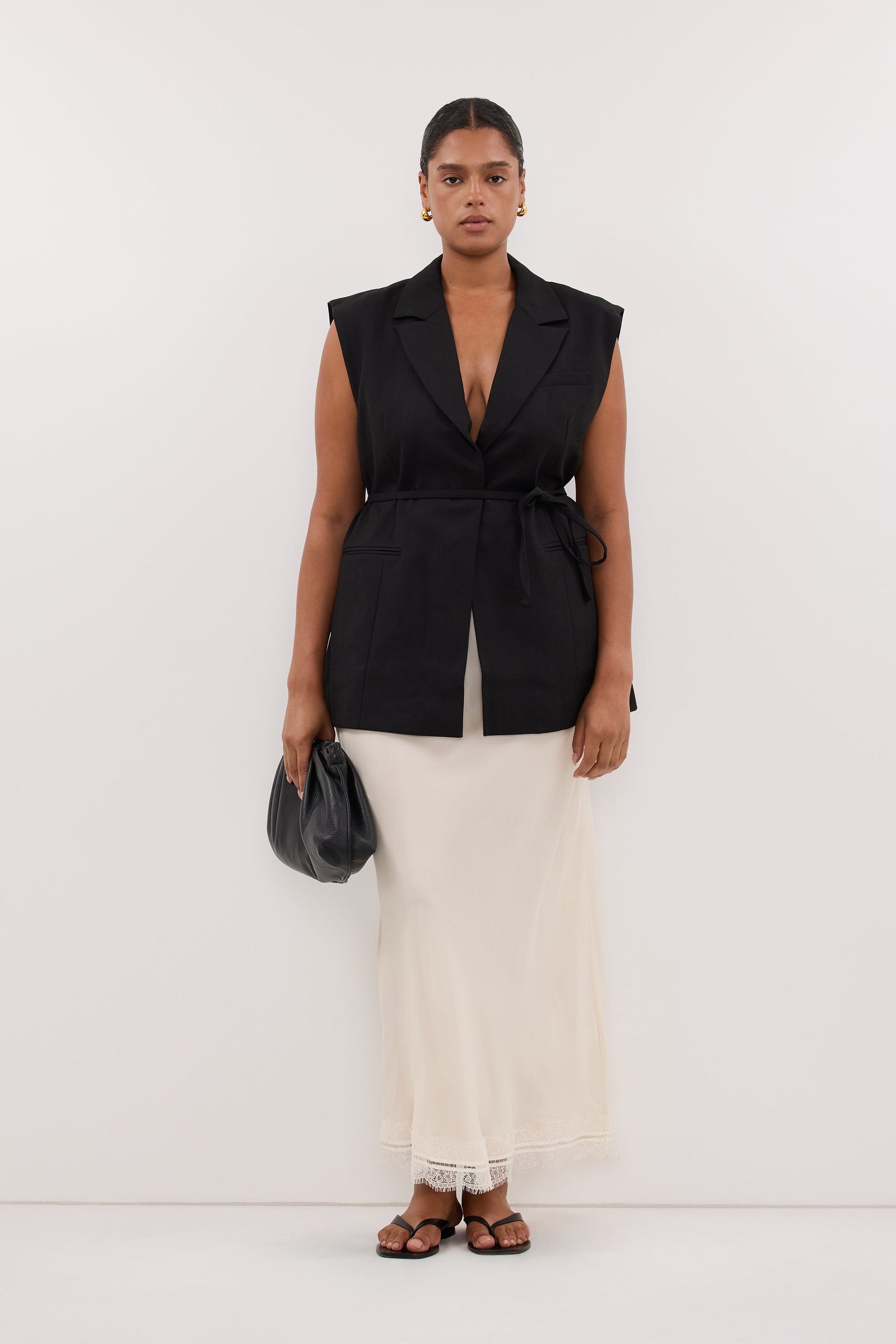 ANDREA SANDSTONE CUPRO LACE MIDI SKIRT