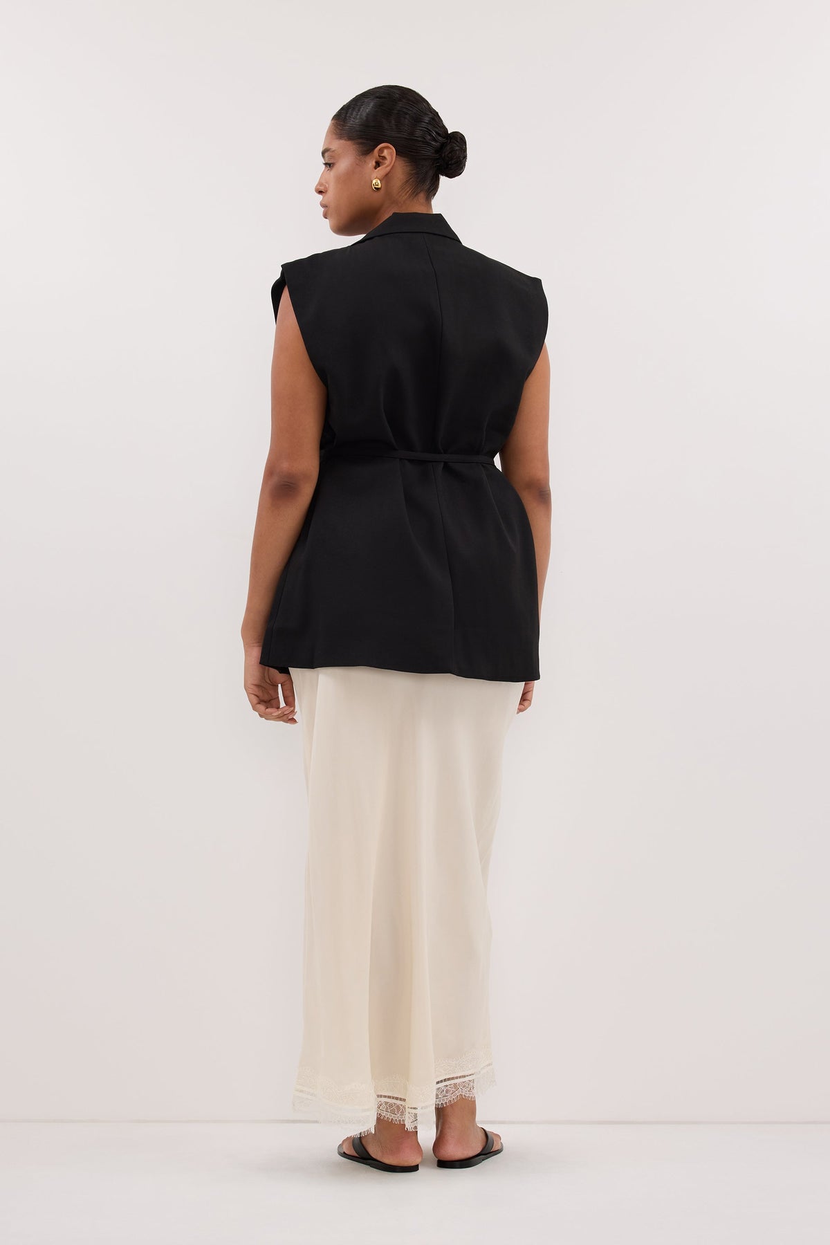 ANDREA SANDSTONE CUPRO LACE MIDI SKIRT