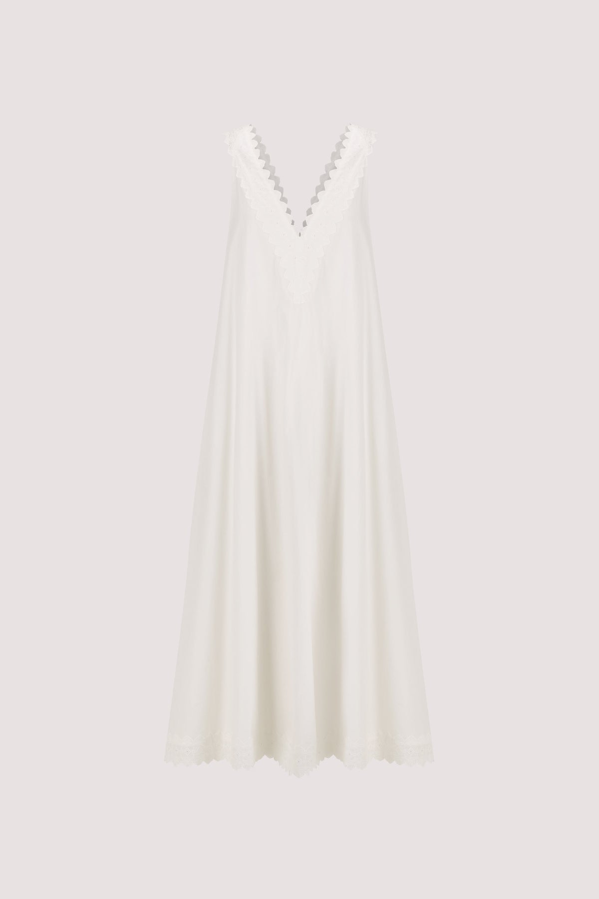 ANNABEL WHITE SLEEVELESS V NECK MIDI DRESS