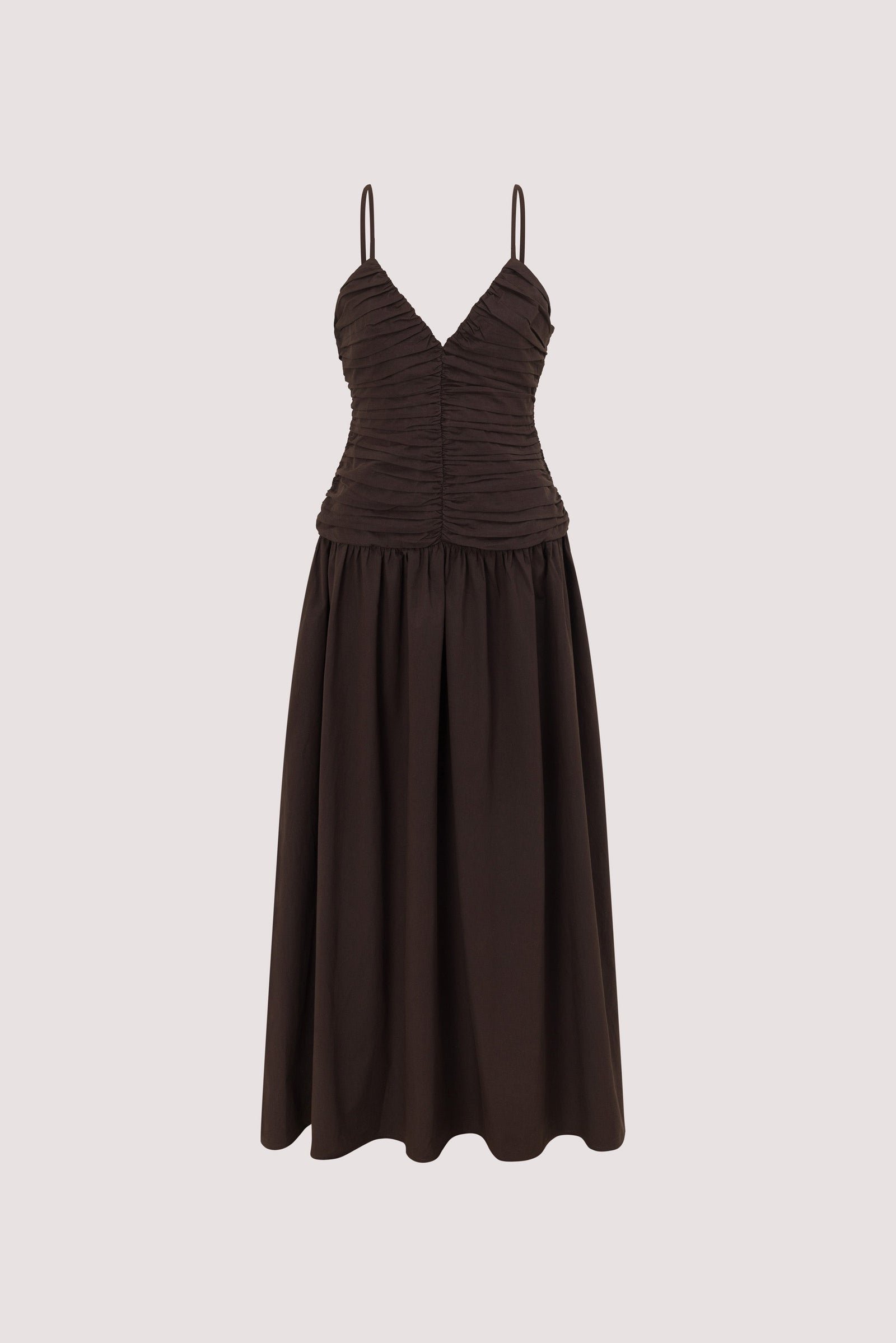 ALEXIA BURNT CHOC COTTON MIDI DRESS