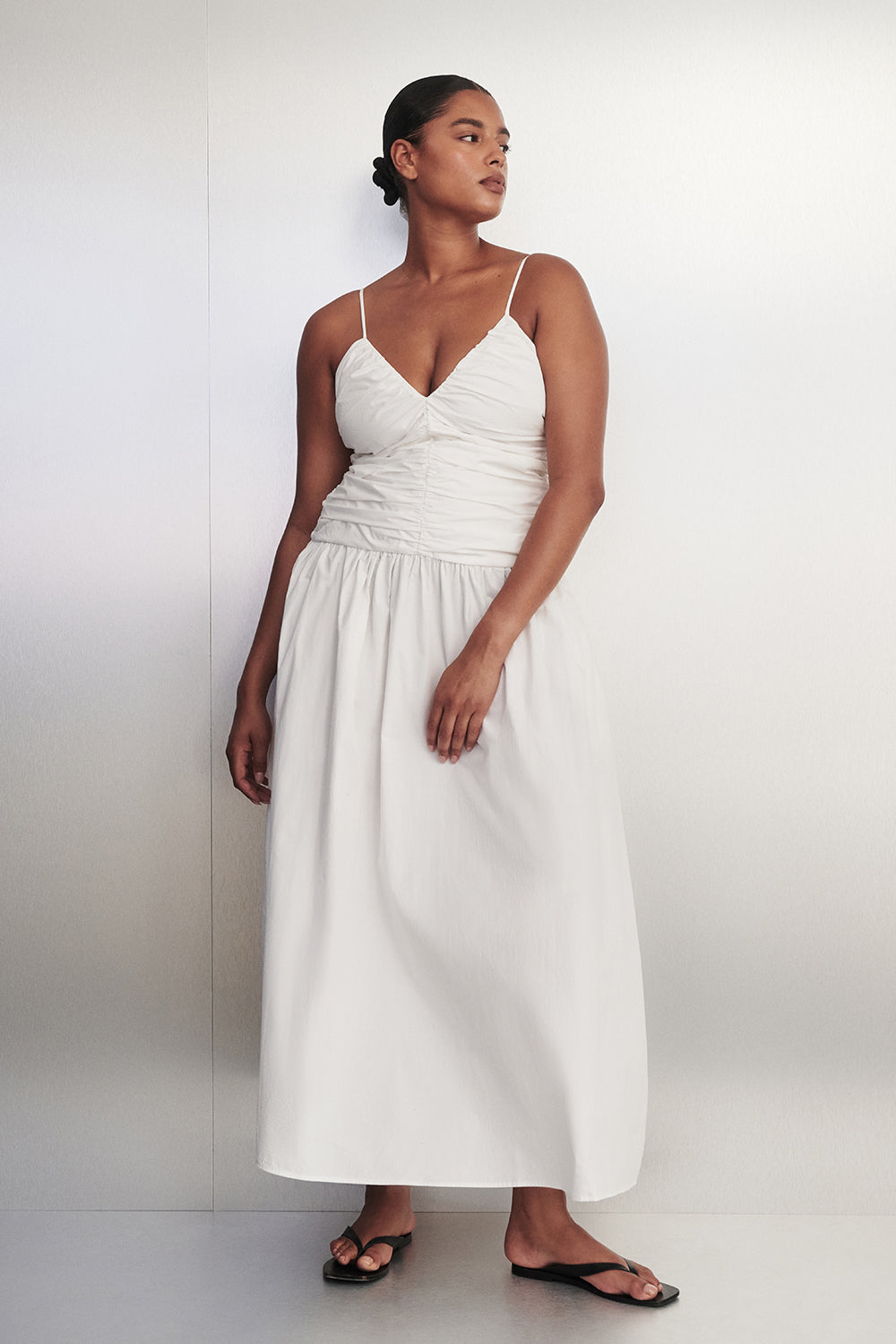 ALEXIA WHITE COTTON MIDI DRESS