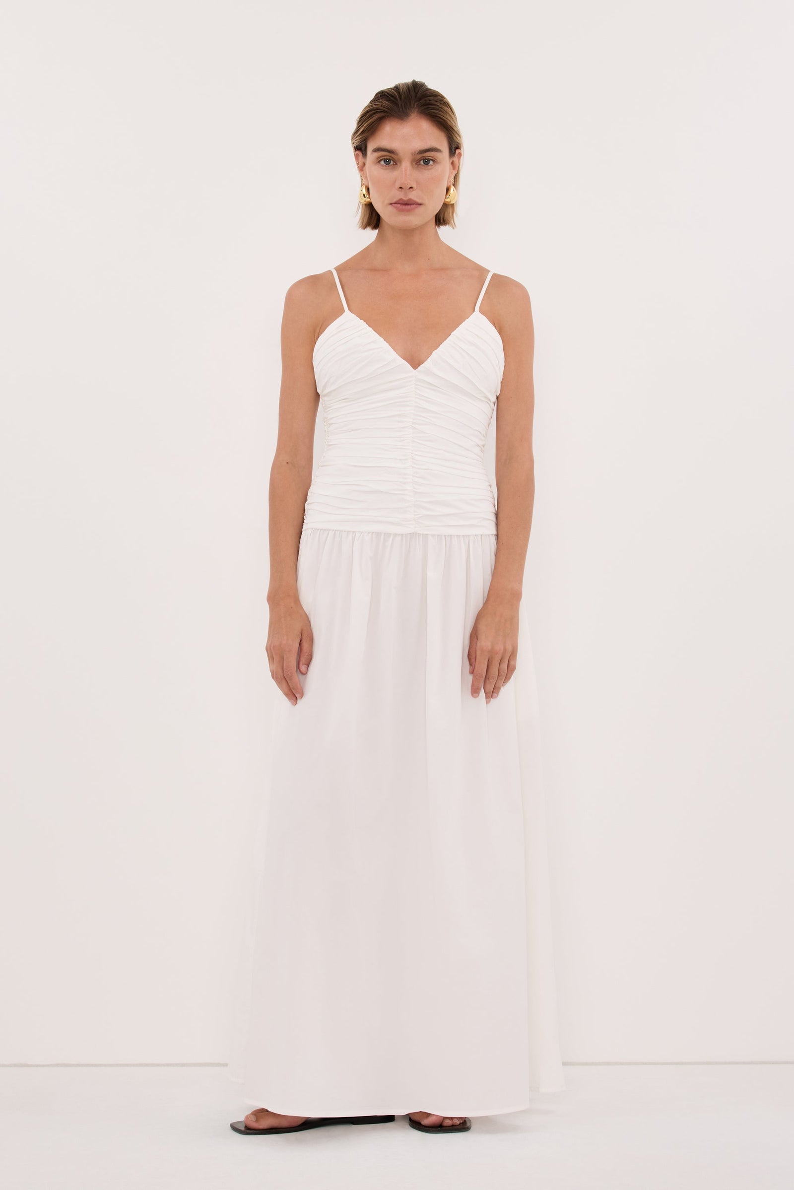 ALEXIA WHITE COTTON MIDI DRESS