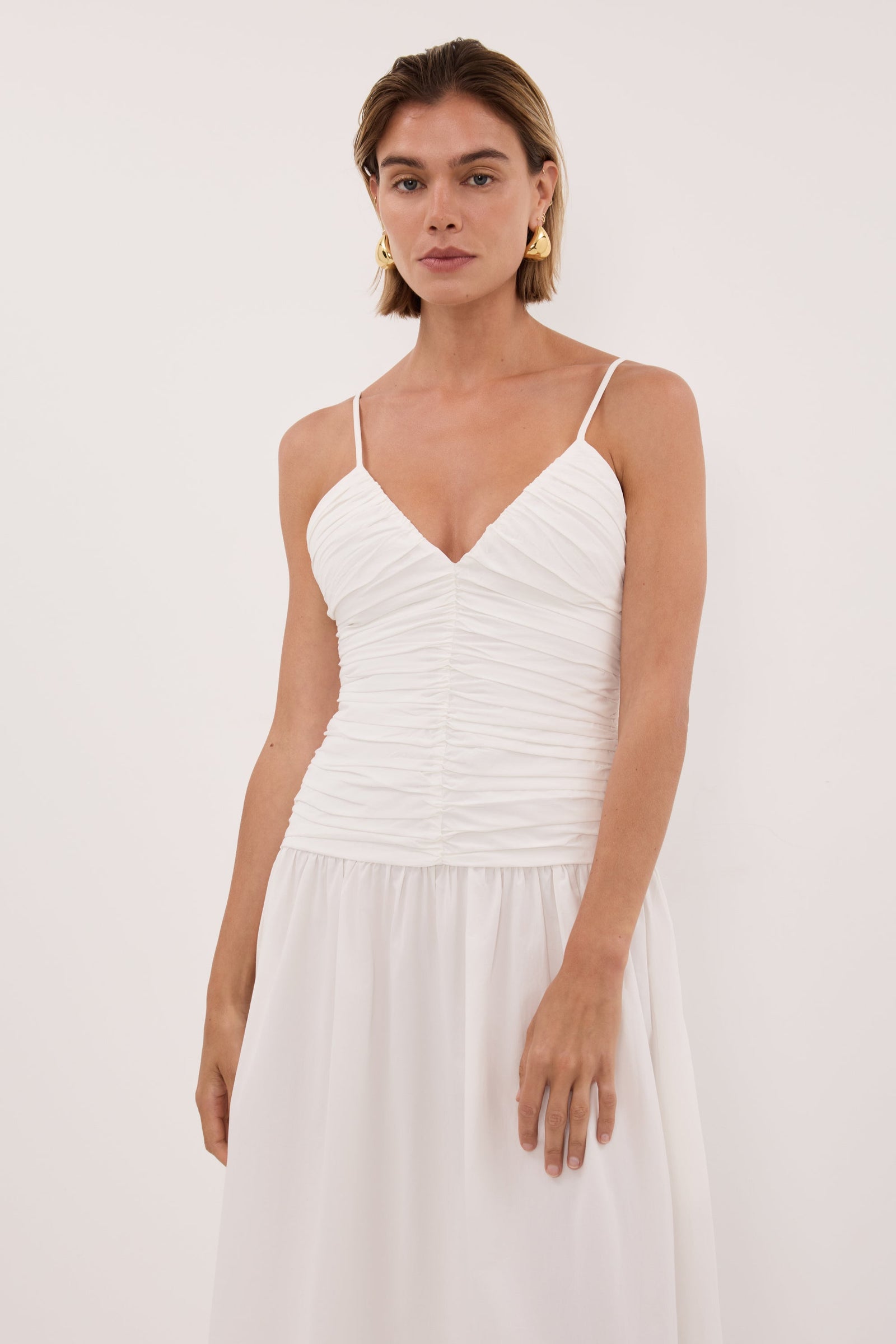 ALEXIA WHITE COTTON MIDI DRESS