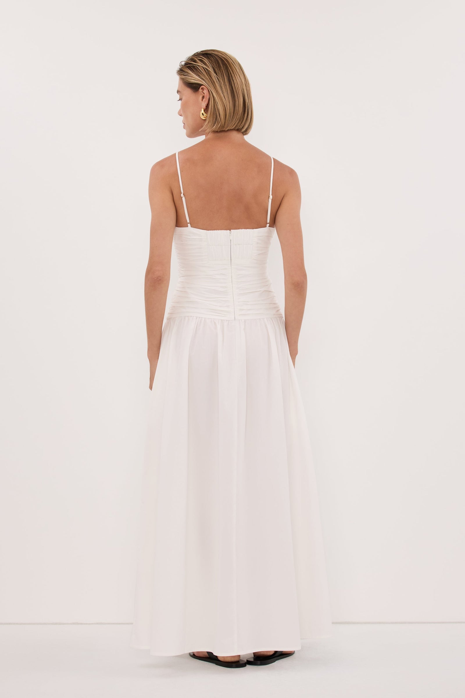 ALEXIA WHITE COTTON MIDI DRESS