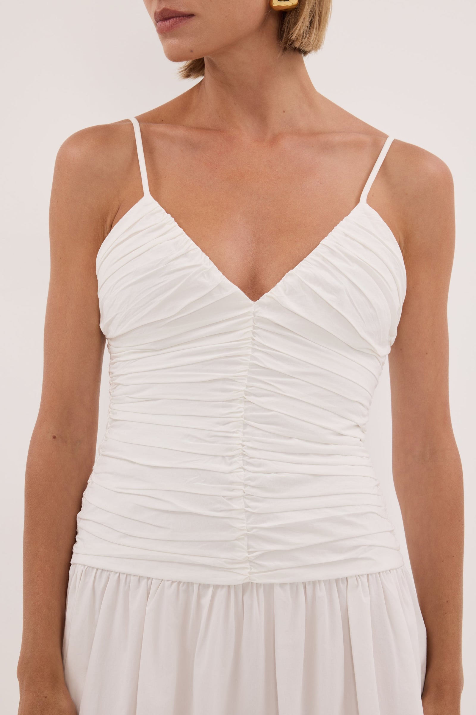 ALEXIA WHITE COTTON MIDI DRESS