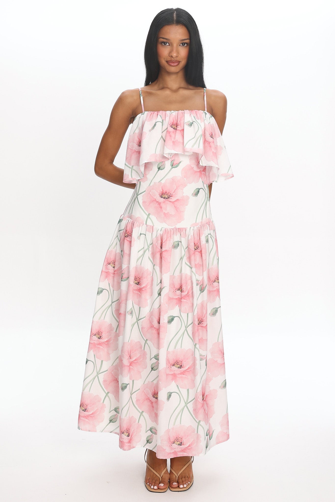 Poppy Fields Tiered Maxi Dress Pink