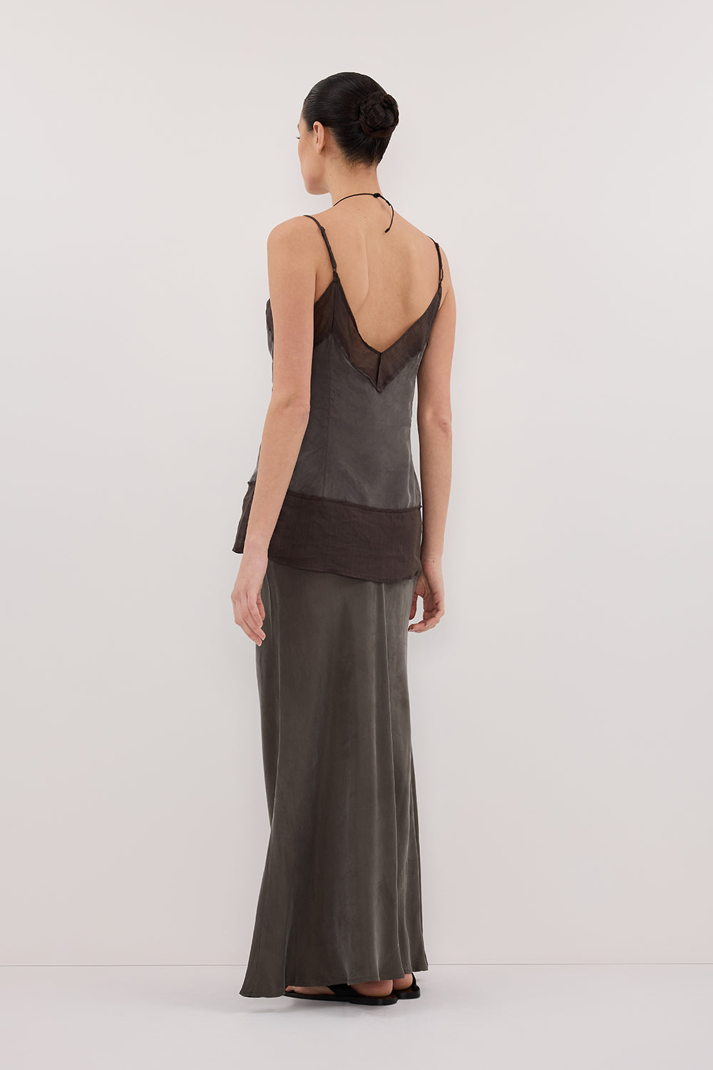 ADDISON PETROL BIAS CUPRO MAXI SKIRT