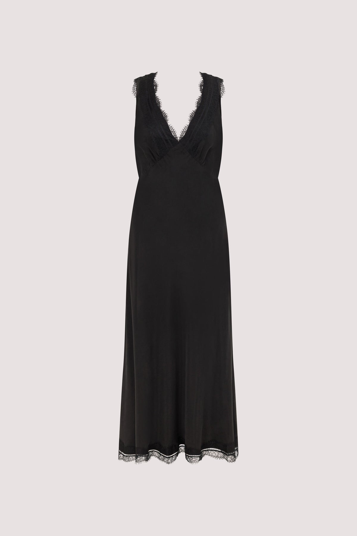 ANDREA BLACK CUPRO MIDI DRESS
