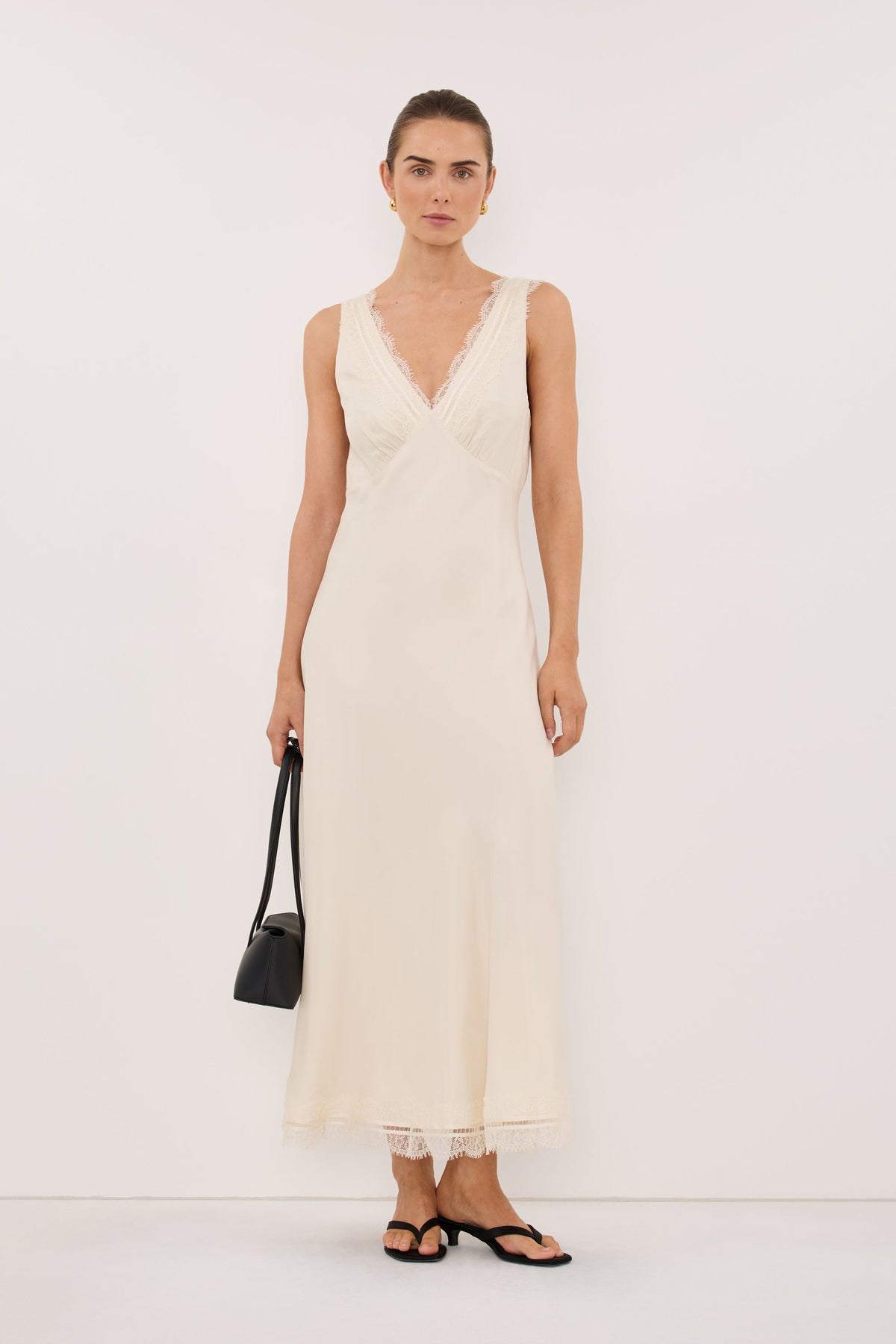 ANDREA SANDSTONE CUPRO MIDI DRESS