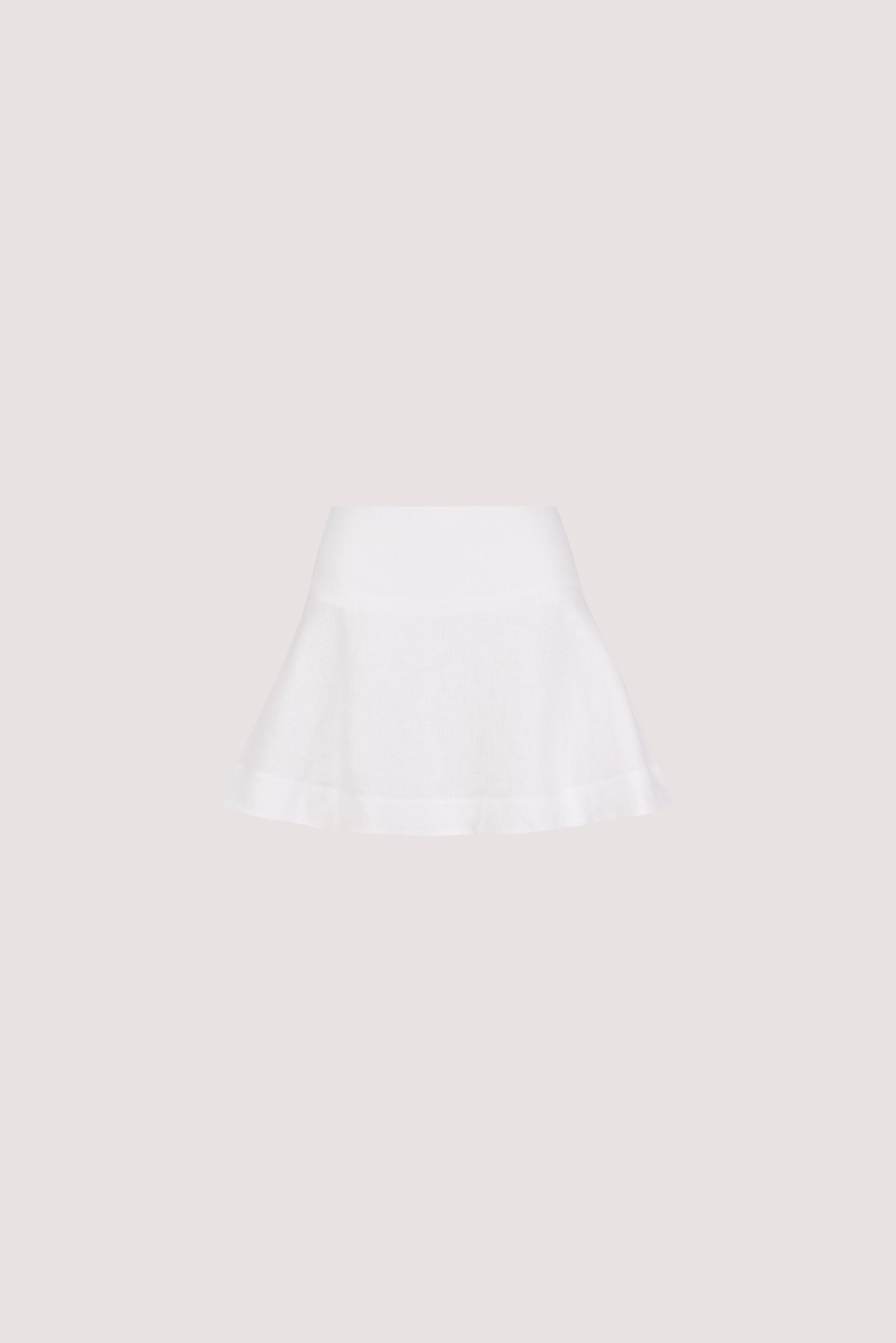 ALEA WHITE LINEN FLOUNCE MINI SKIRT