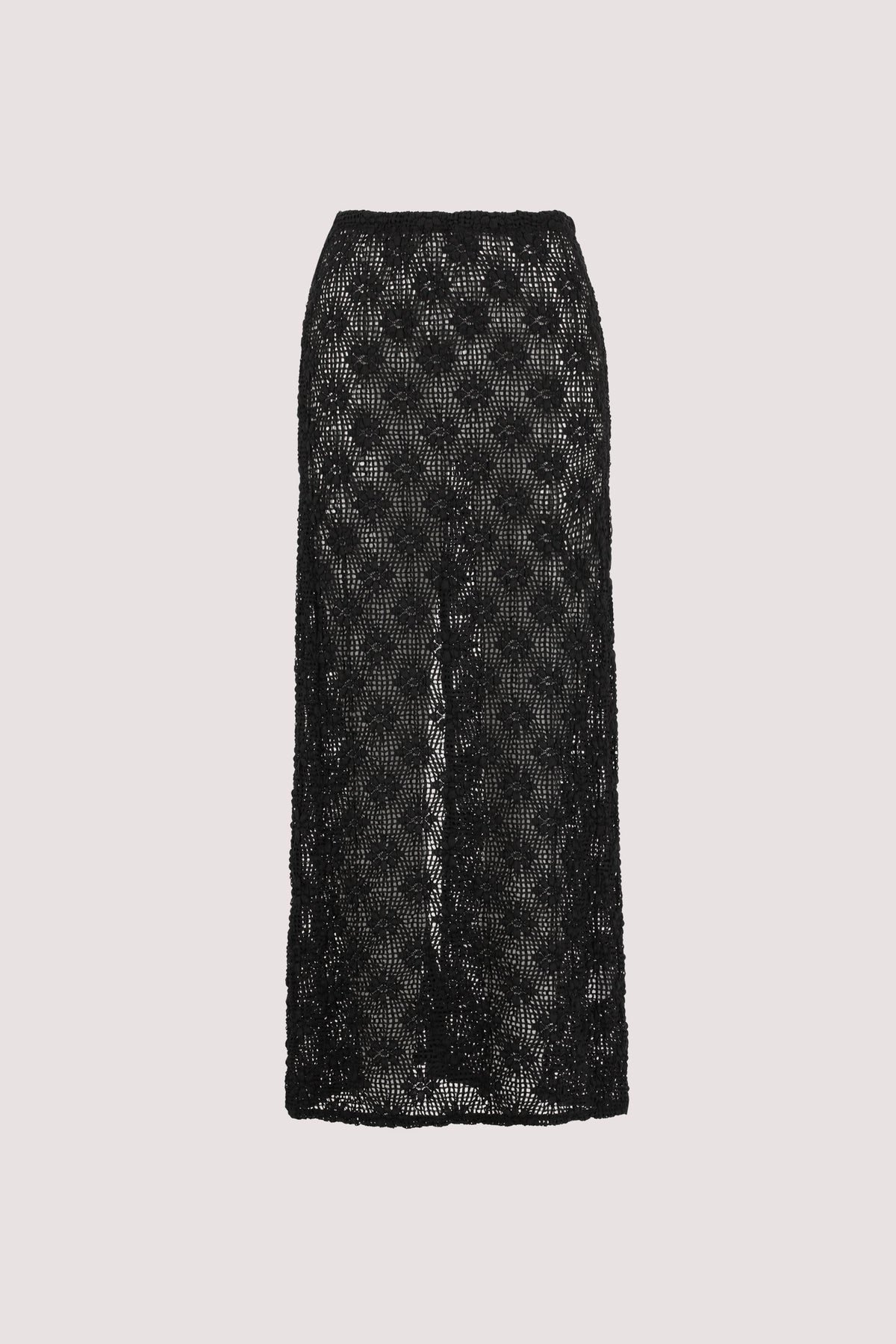 AGNES BLACK CROCHET COLUMN MIDI SKIRT
