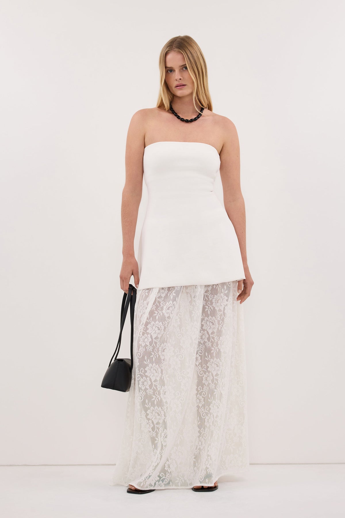 ANYA WHITE LACE MAXI SKIRT