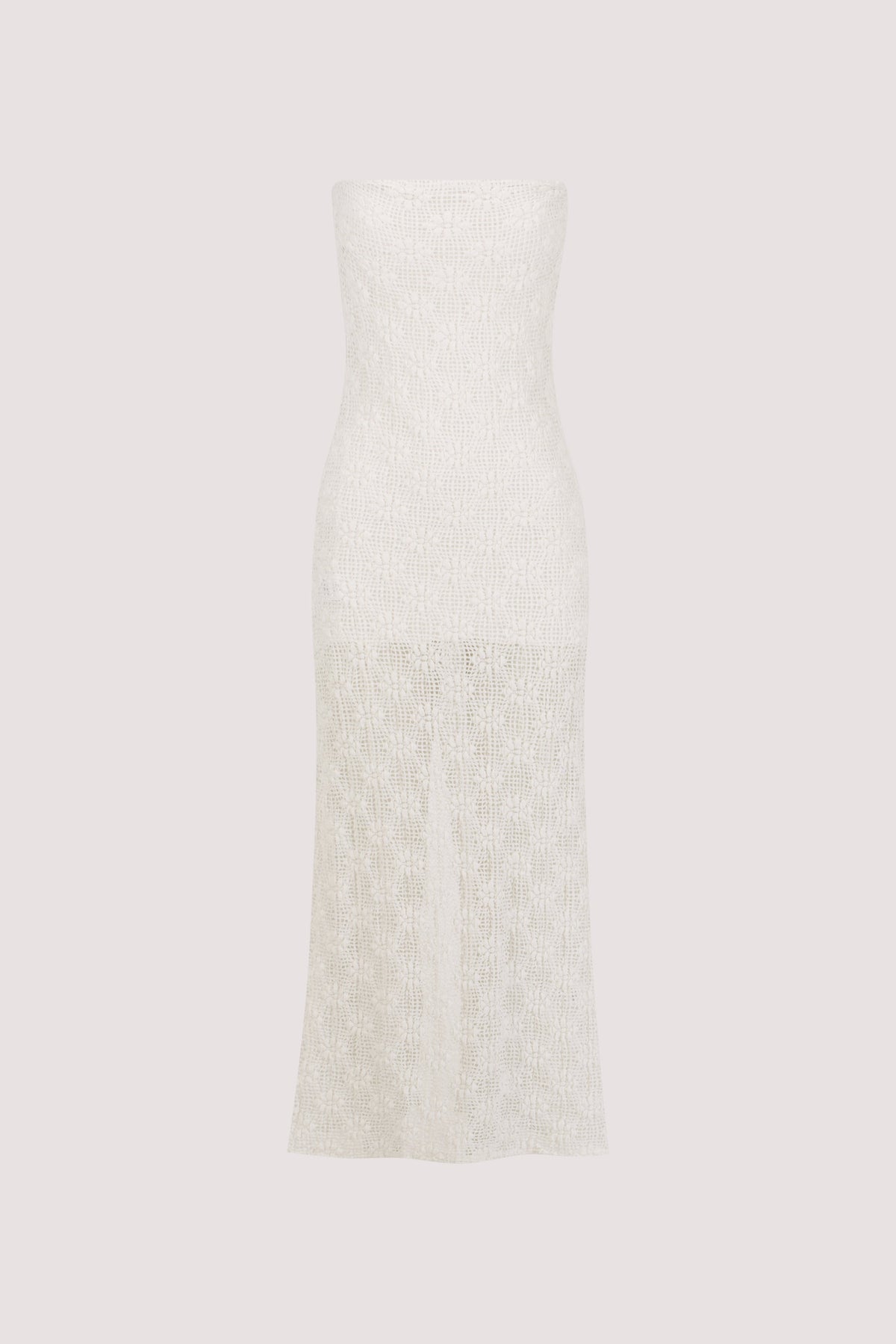 AGNES WHITE STRAPLESS CROCHET MAXI DRESS