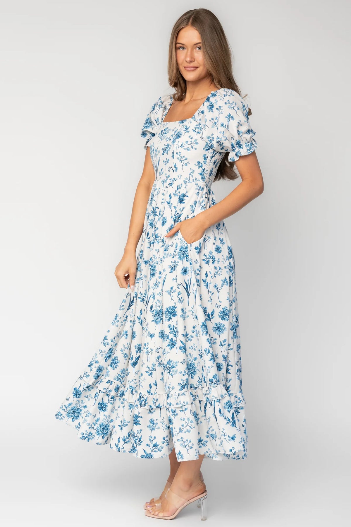 Addison Maxi Dress | Ivory + Blue