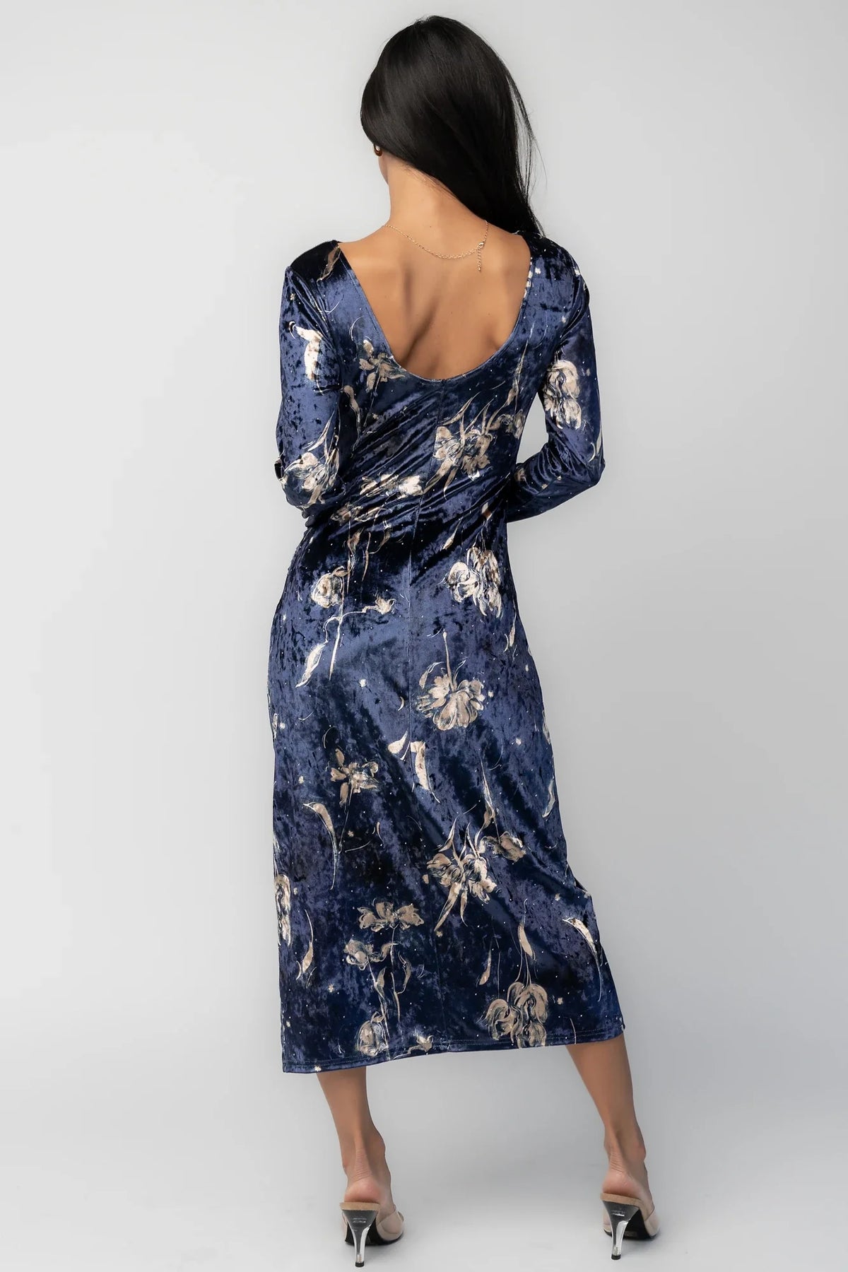 Afterglow Velvet Midi Dress | Navy + Gold