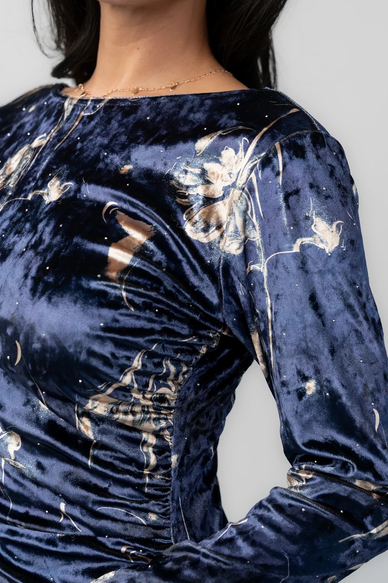 Afterglow Velvet Midi Dress | Navy + Gold