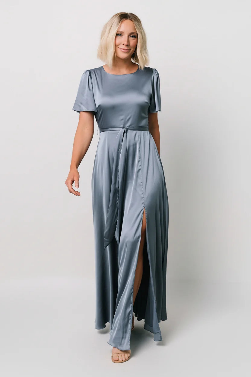 Agnes Satin Maxi Dress | Whisper Blue
